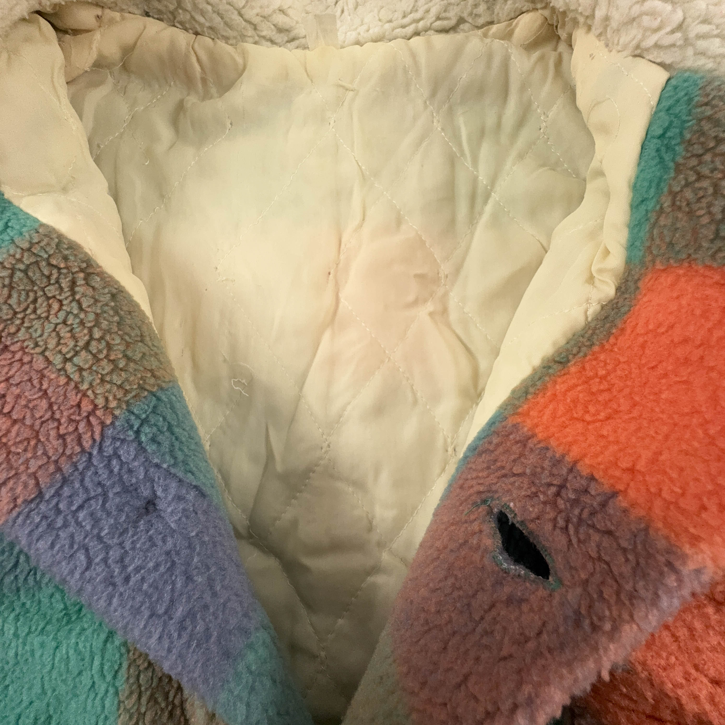 Pile Vintage foderato multicolore a quadri con bottoni anni 80 90 - Taglia L uomo