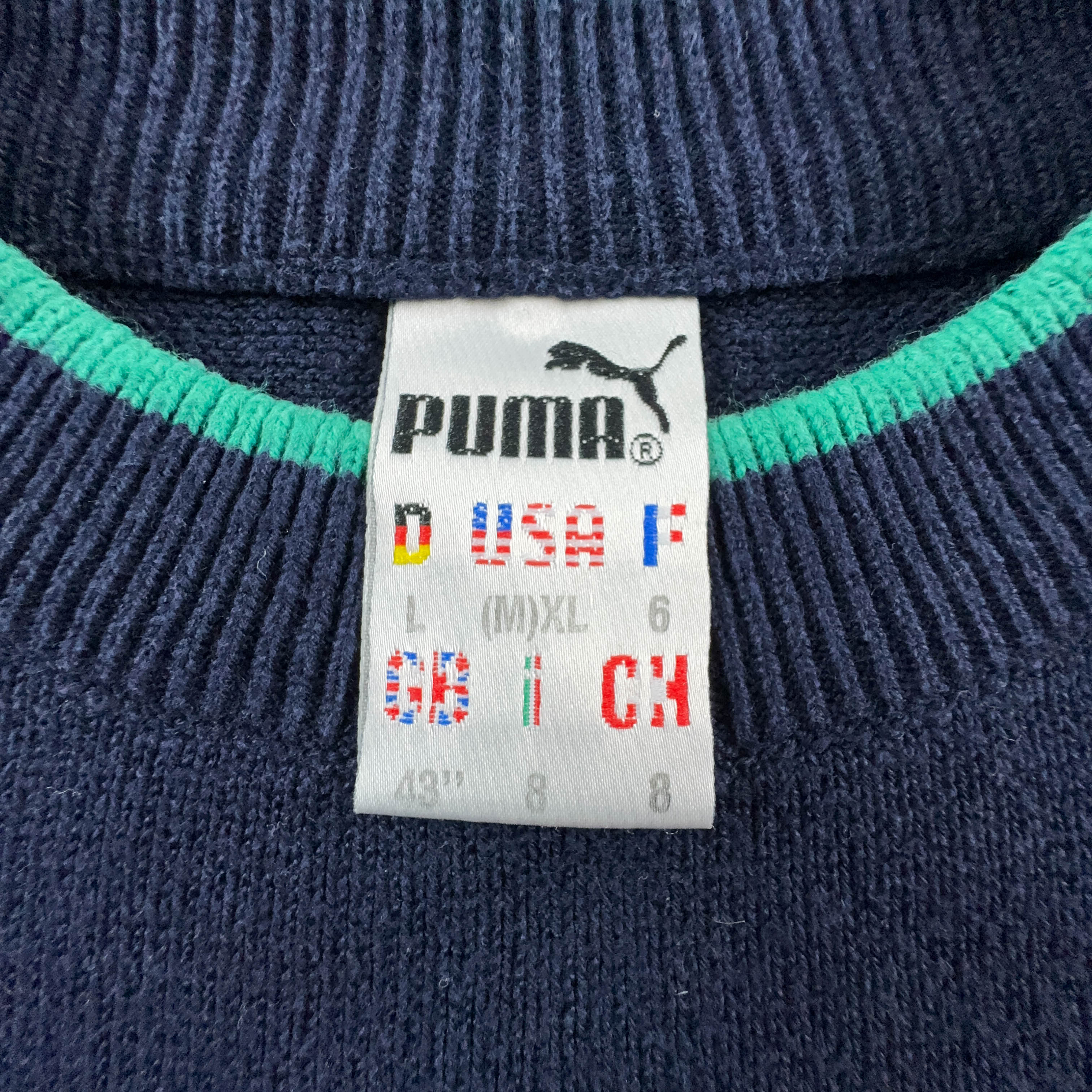 Puma Vintage Blue Crewneck Sweater with Summer Team Logo - Size 6 L Men