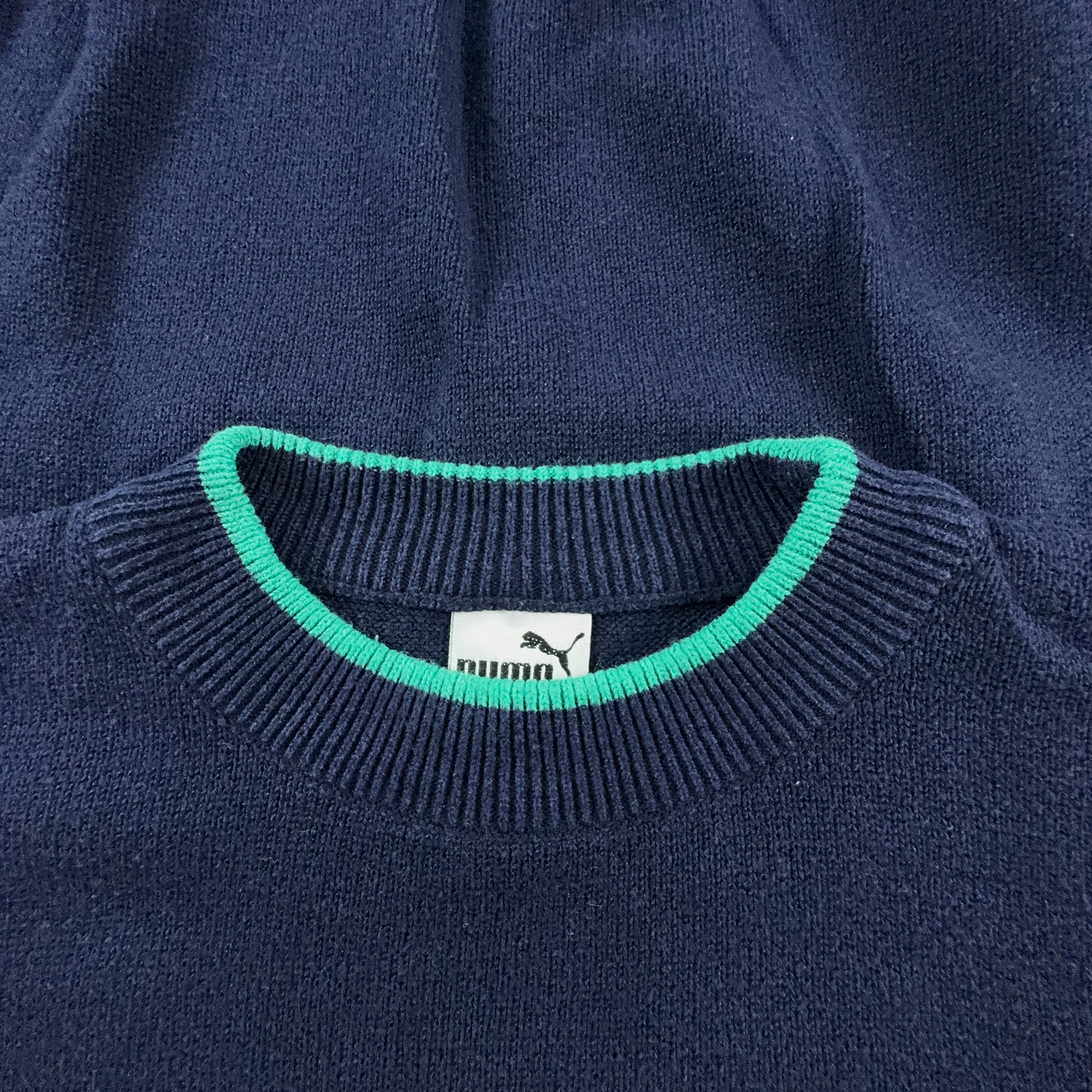 Puma Vintage Blue Crewneck Sweater with Summer Team Logo - Size 6 L Men