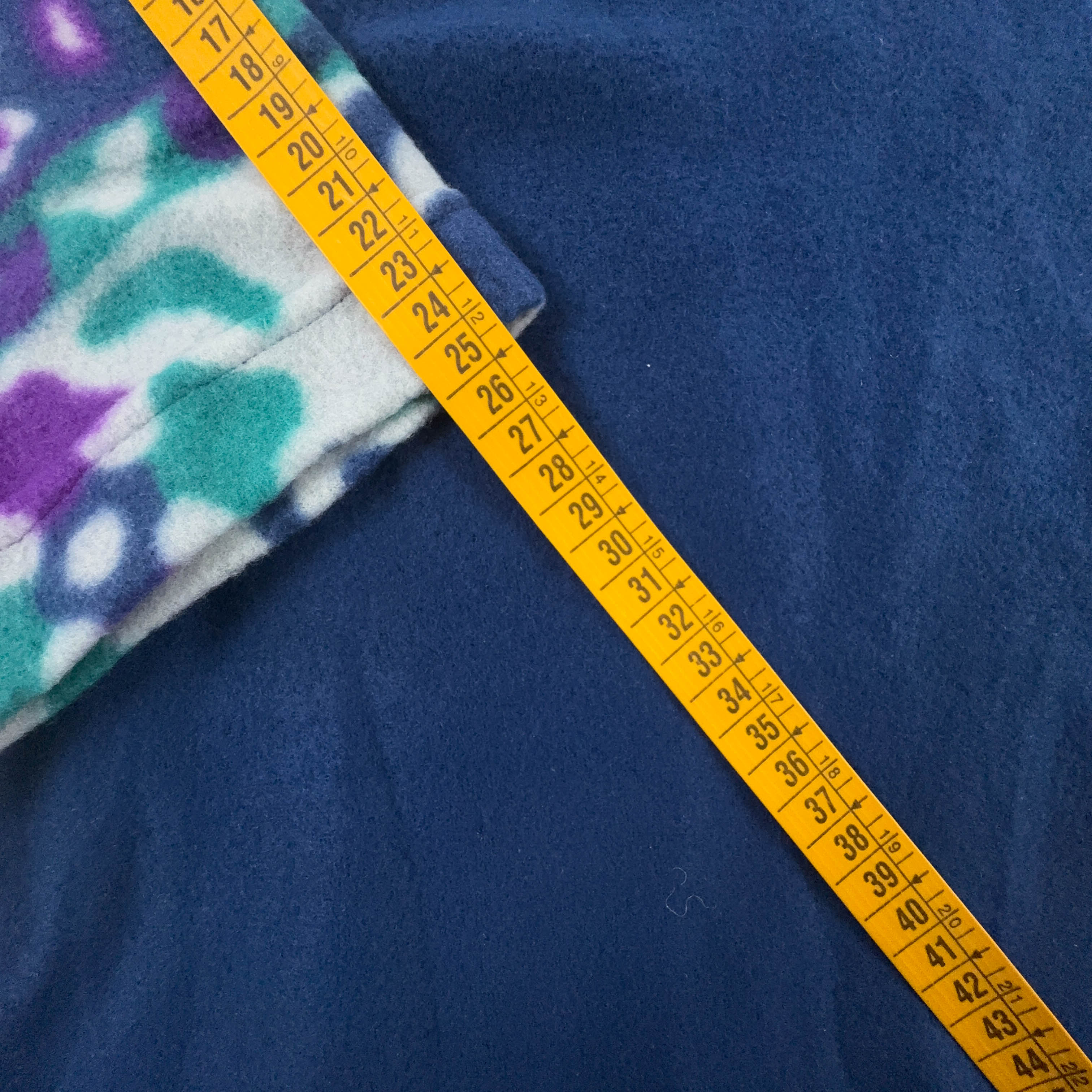 Pile mezza manica Vintage blu e viola astratto girocollo anni 80 90 - Taglia XXL uomo