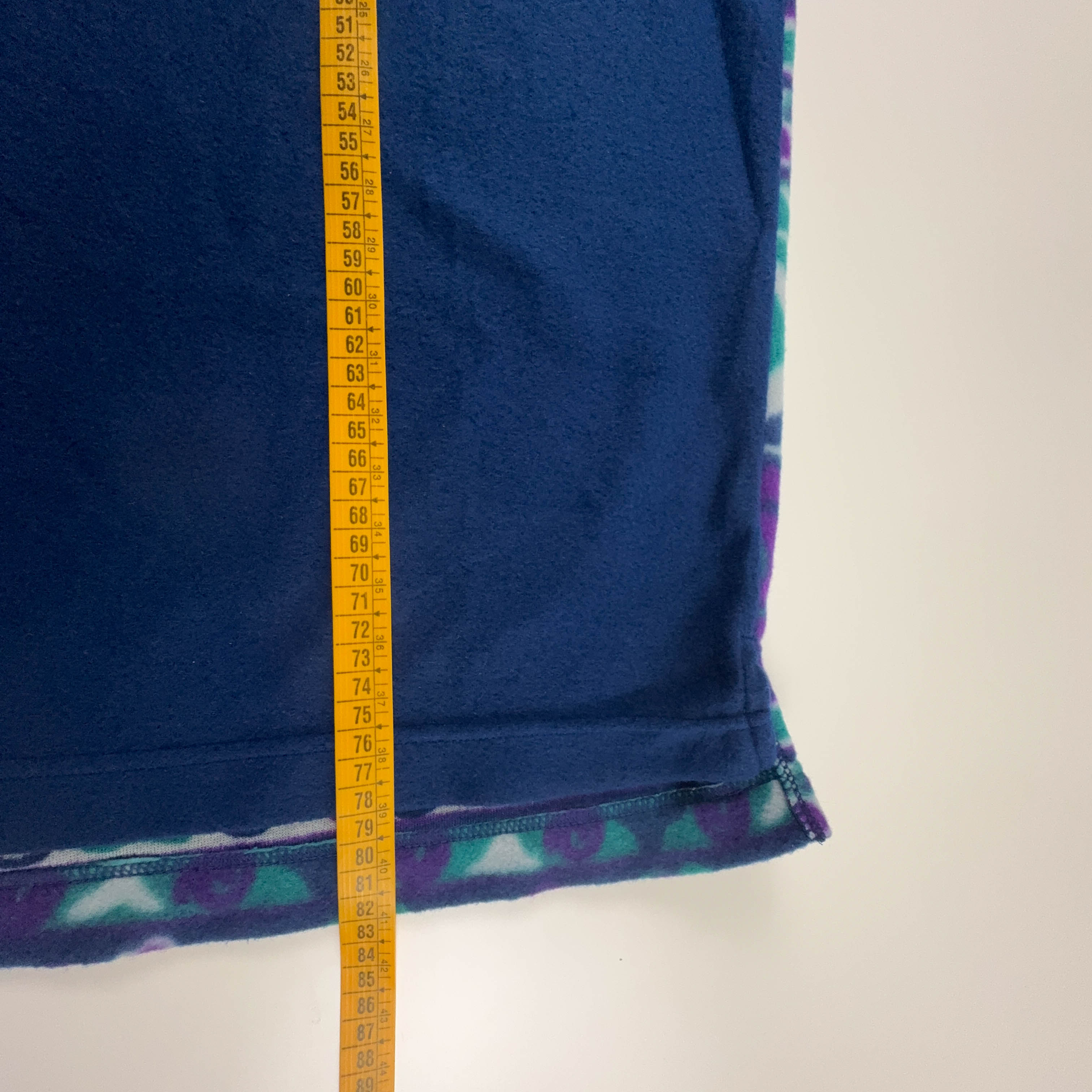 Pile mezza manica Vintage blu e viola astratto girocollo anni 80 90 - Taglia XXL uomo