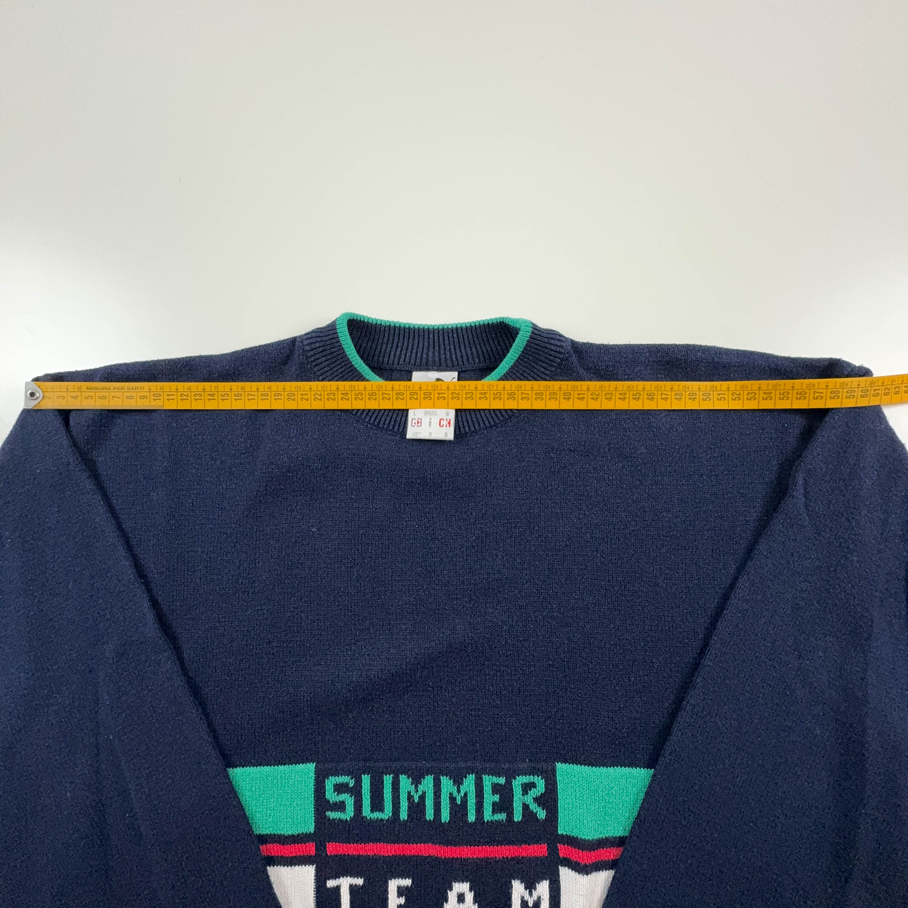 Puma Vintage Blue Crewneck Sweater with Summer Team Logo - Size 6 L Men