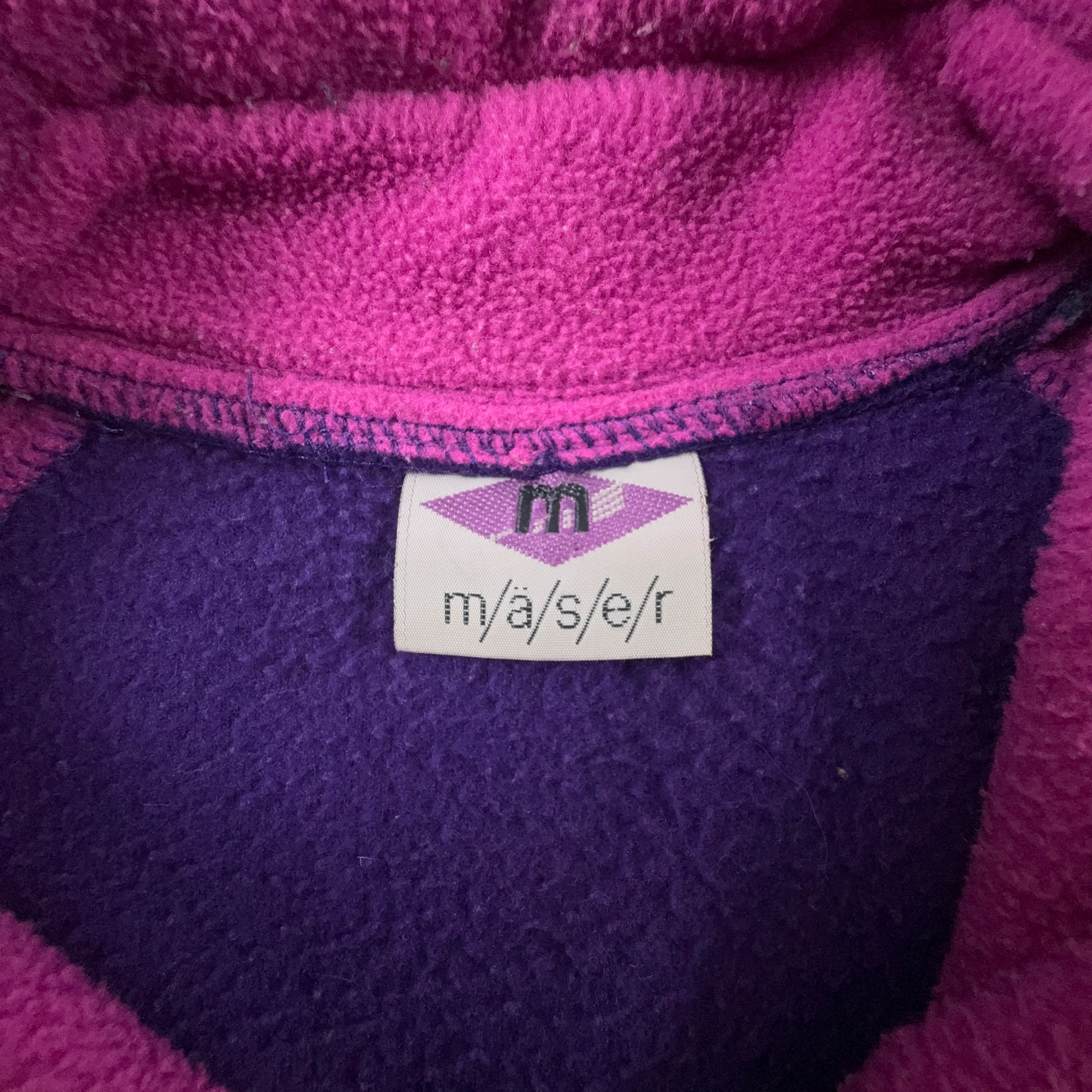 Pile Maser Vintage viola e fucsia astratto con ricamo anni 80 90 - Taglia 48 uomo