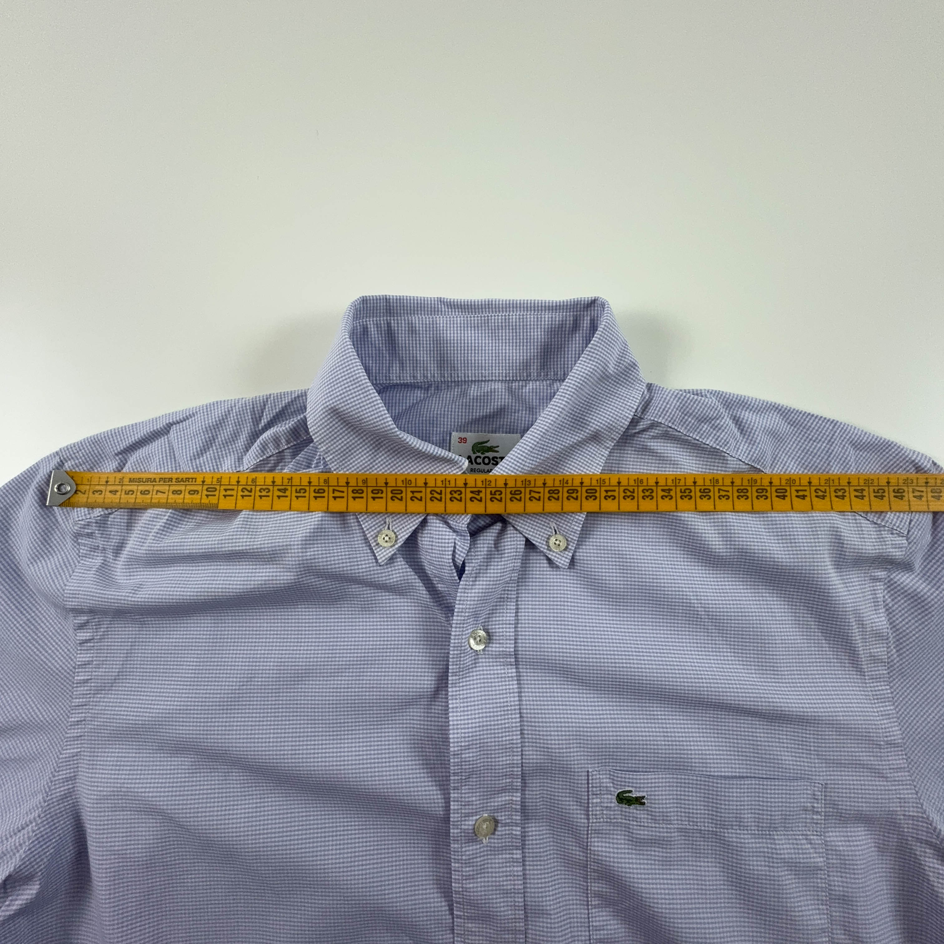 Camicia Lacoste a quadri bianca e azzurra regular fit - Taglia 39 uomo