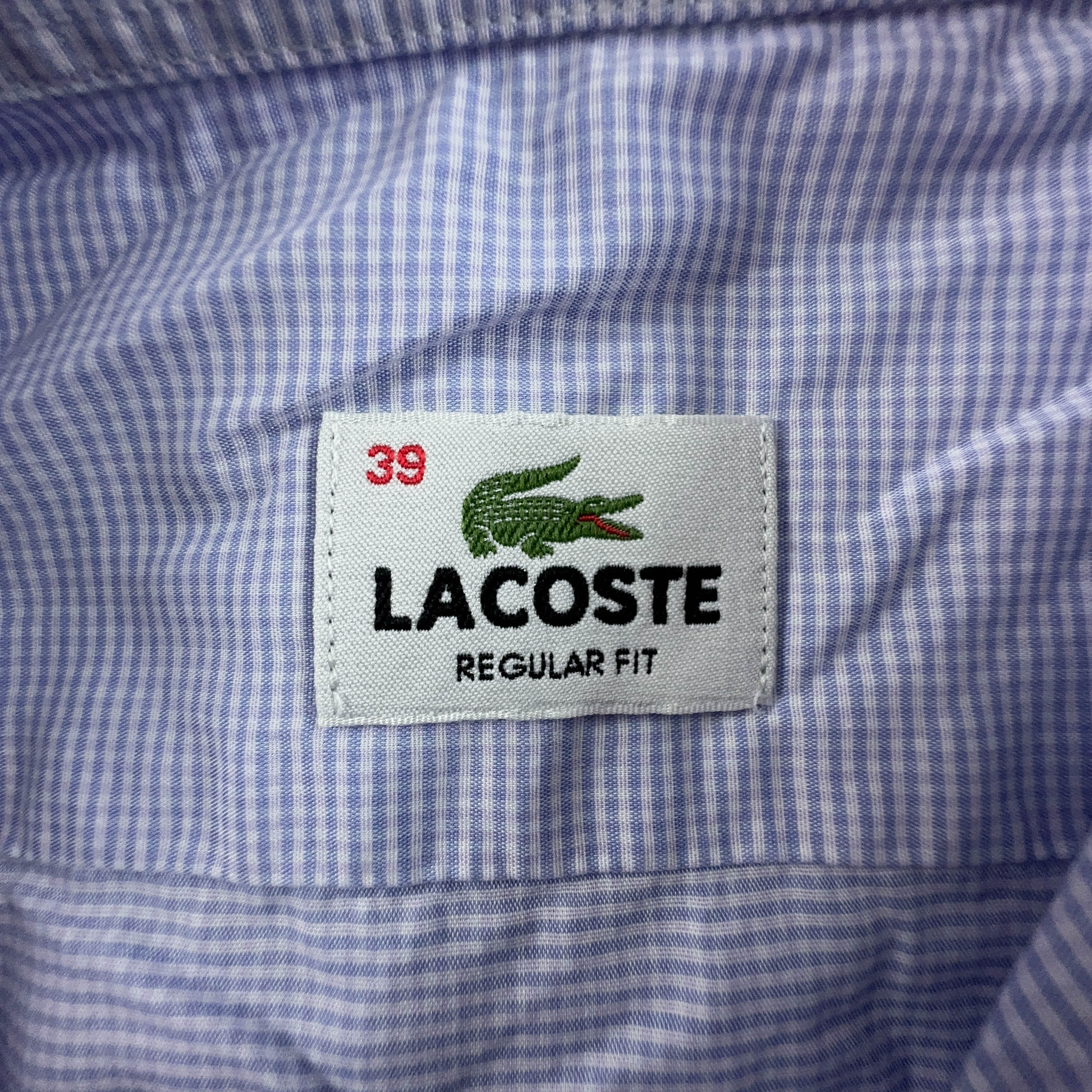 Camicia Lacoste a quadri bianca e azzurra regular fit - Taglia 39 uomo