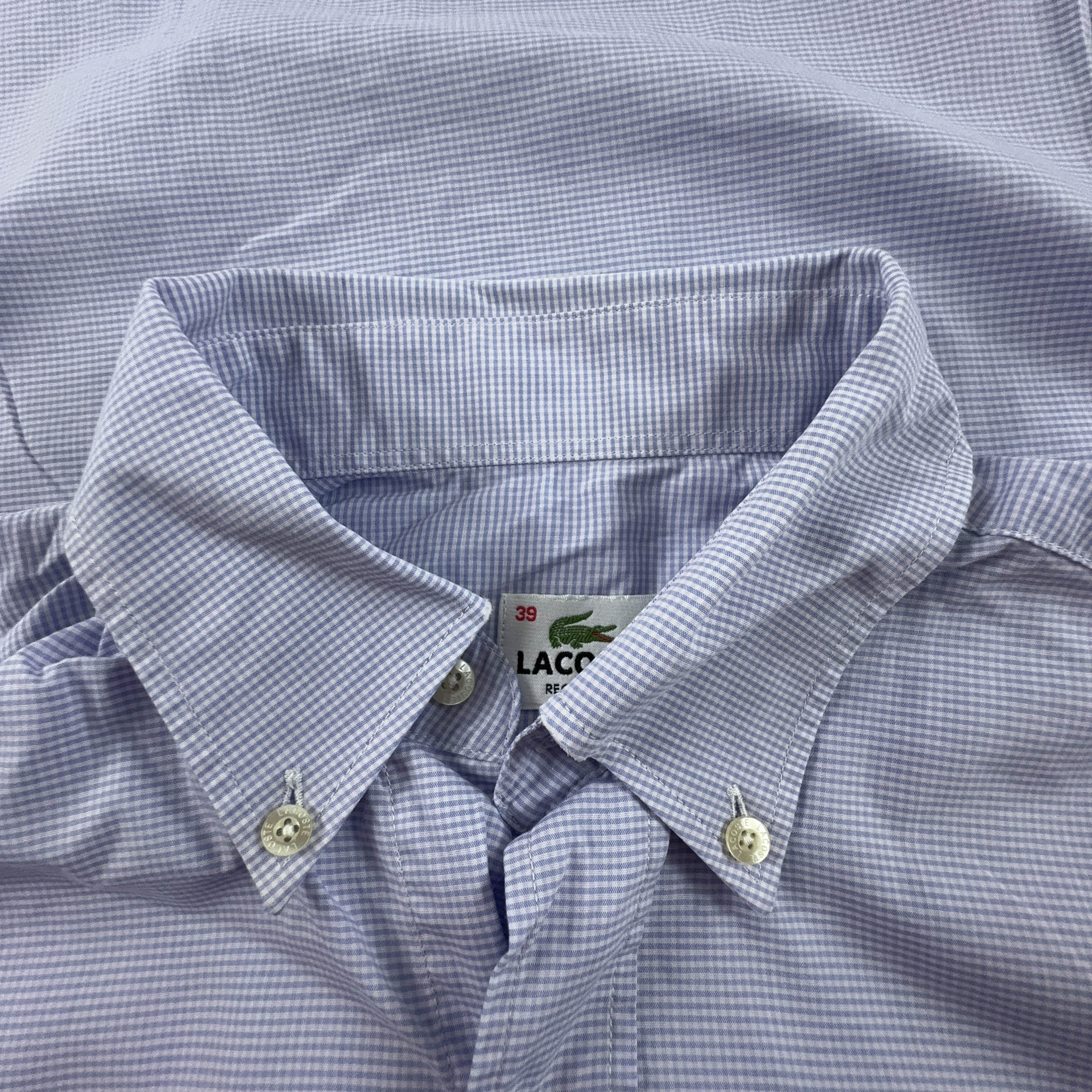 Camicia Lacoste a quadri bianca e azzurra regular fit - Taglia 39 uomo