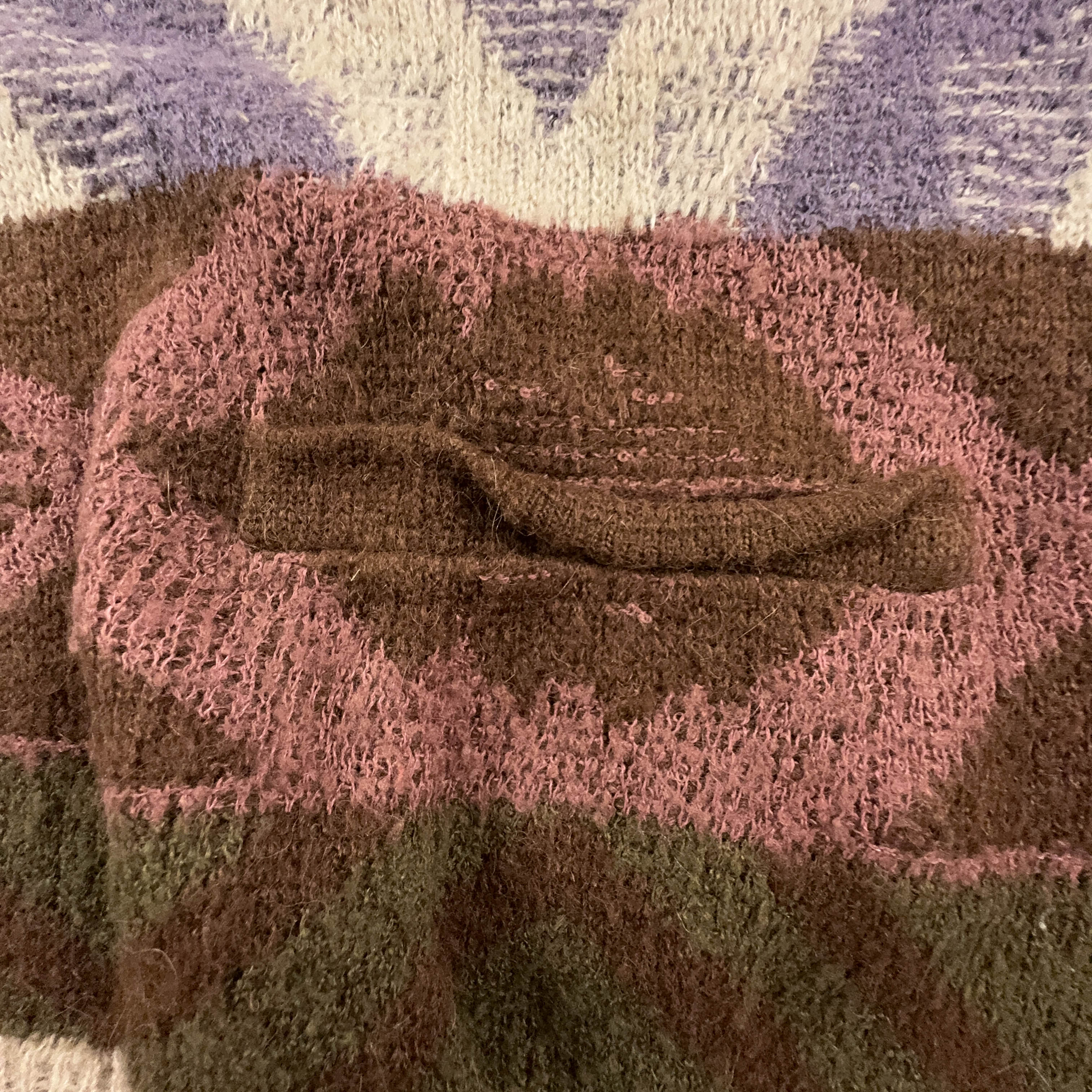 Vintage Cardigan 28% Wool Brown and Beige Geometric Pattern - Size 54 Men