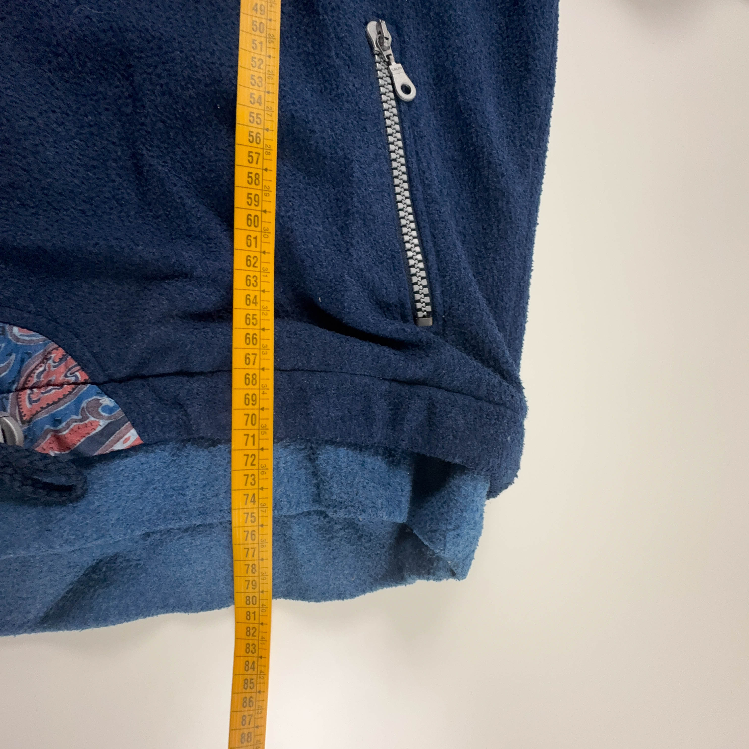 Pile Vintage blu e azzurro foderato con ricamo e zip anni 80 90 - Taglia XL uomo