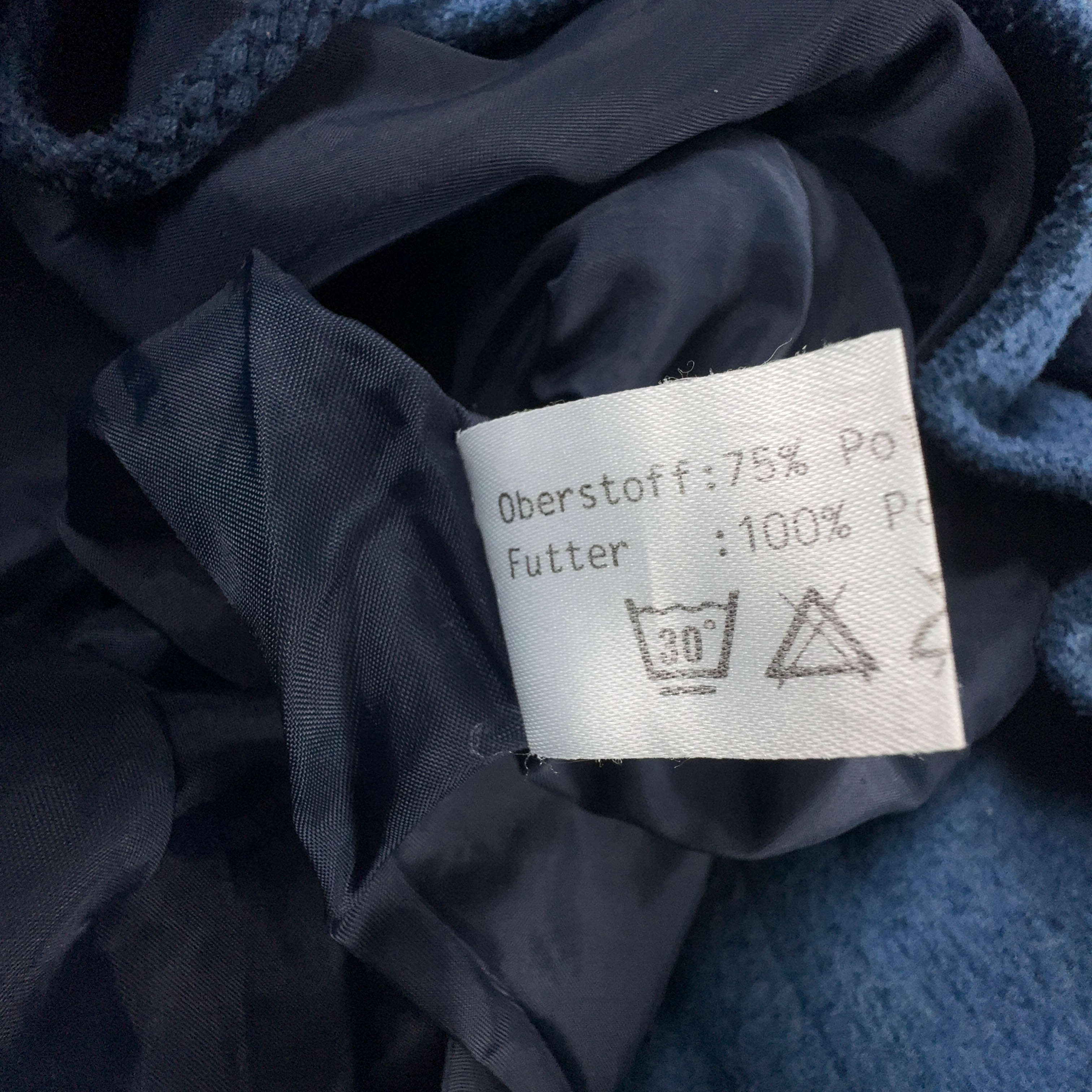 Pile Vintage blu e azzurro foderato con ricamo e zip anni 80 90 - Taglia XL uomo