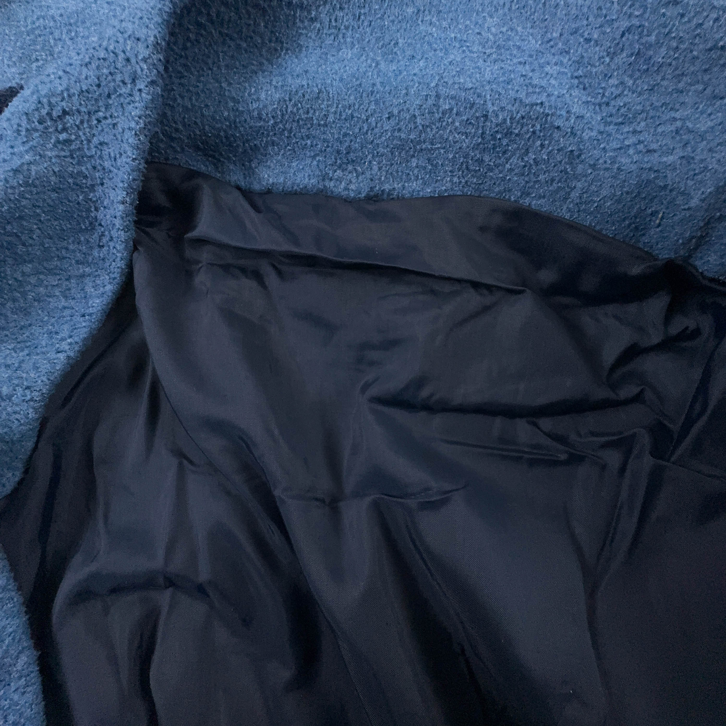 Pile Vintage blu e azzurro foderato con ricamo e zip anni 80 90 - Taglia XL uomo