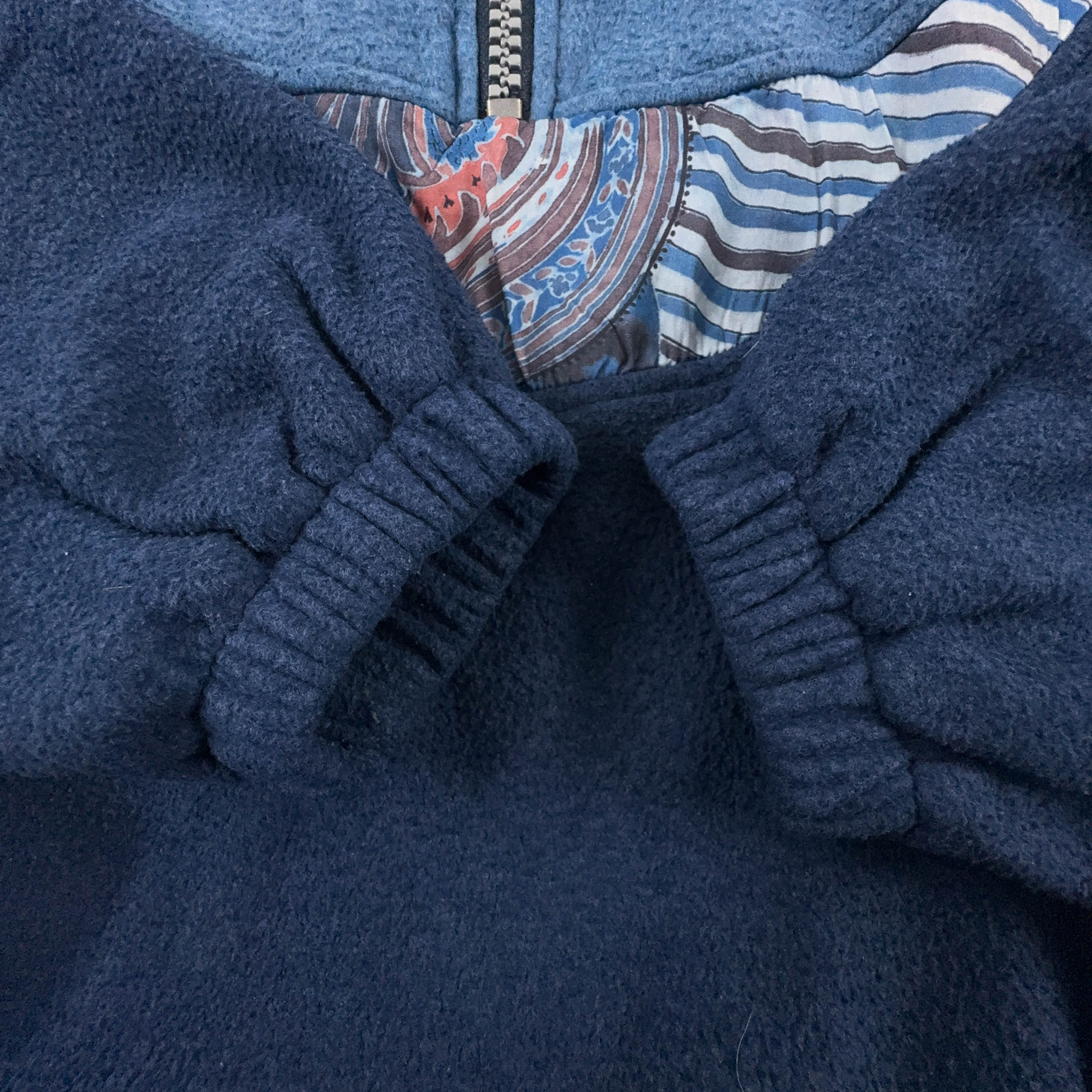 Pile Vintage blu e azzurro foderato con ricamo e zip anni 80 90 - Taglia XL uomo