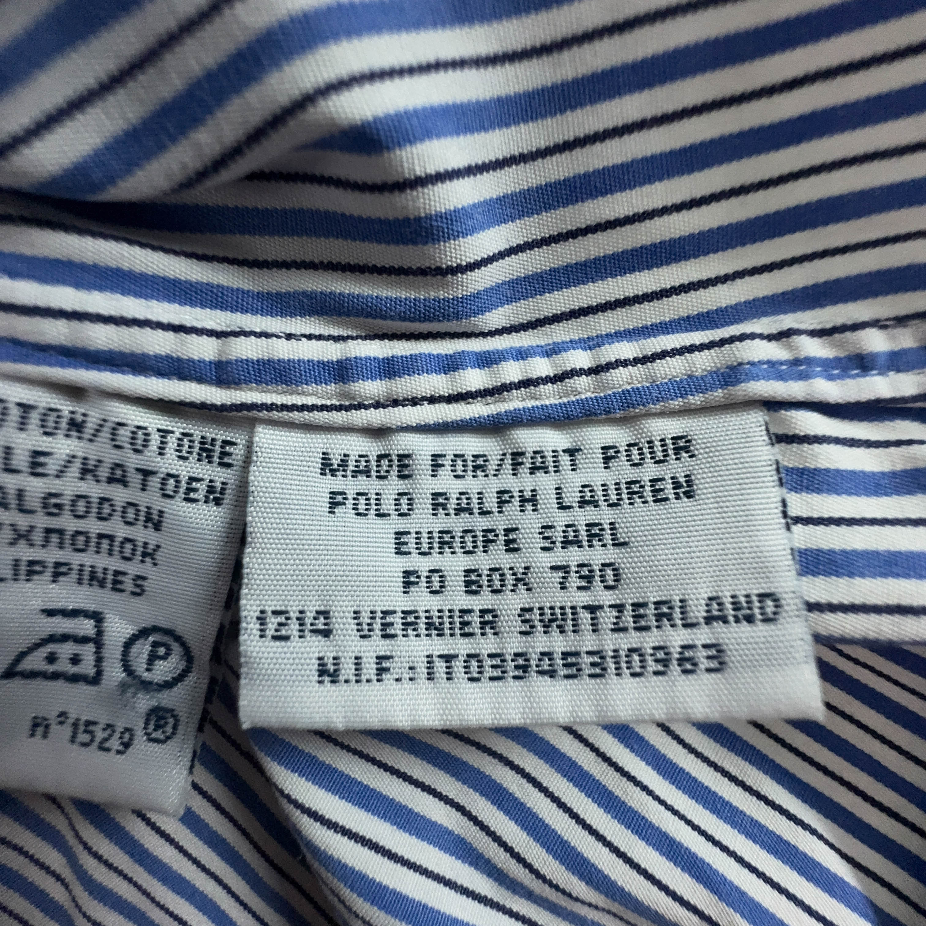 Camicia Ralph Lauren a righe azzurra e bianca custom fit - Taglia M/L uomo