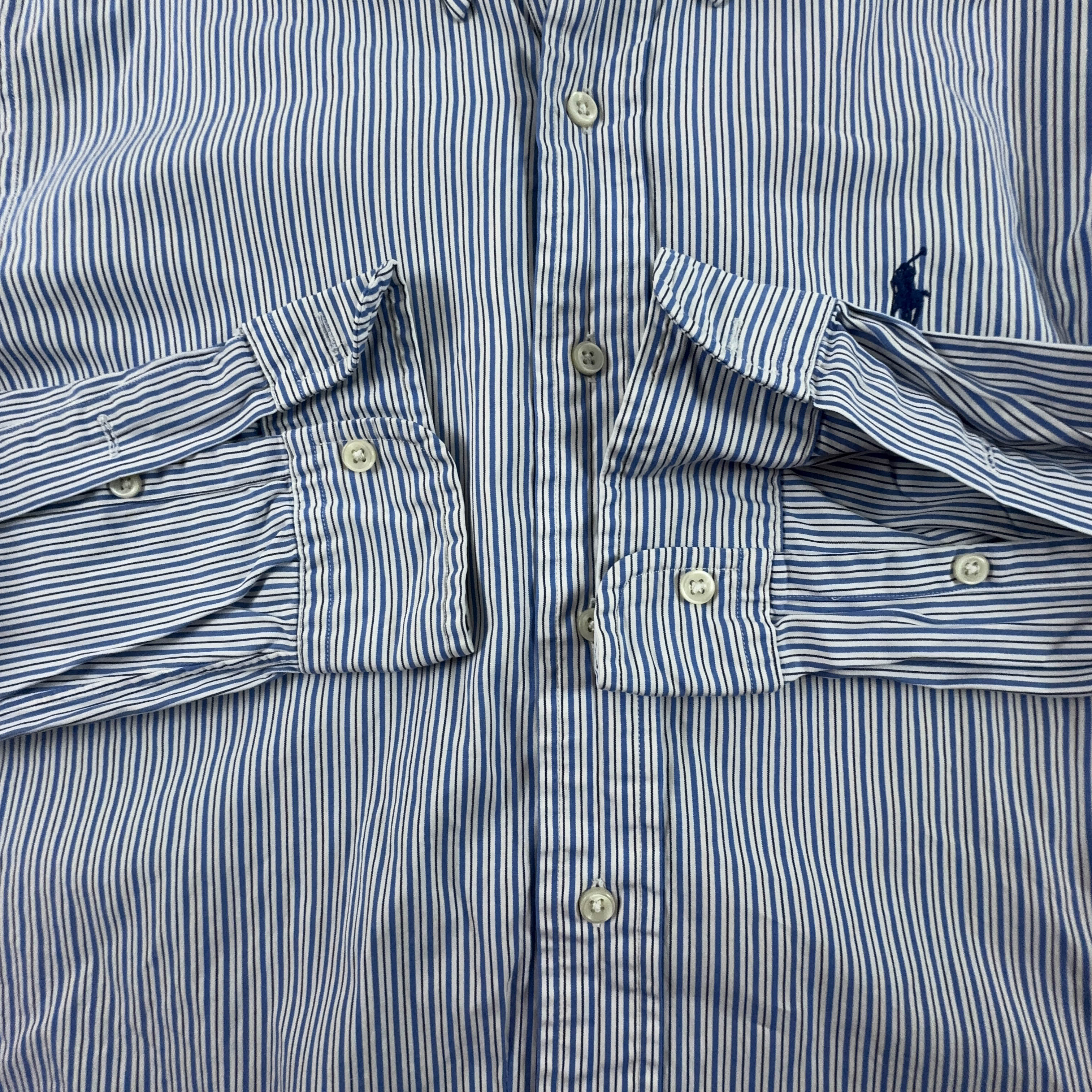 Camicia Ralph Lauren a righe azzurra e bianca custom fit - Taglia M/L uomo