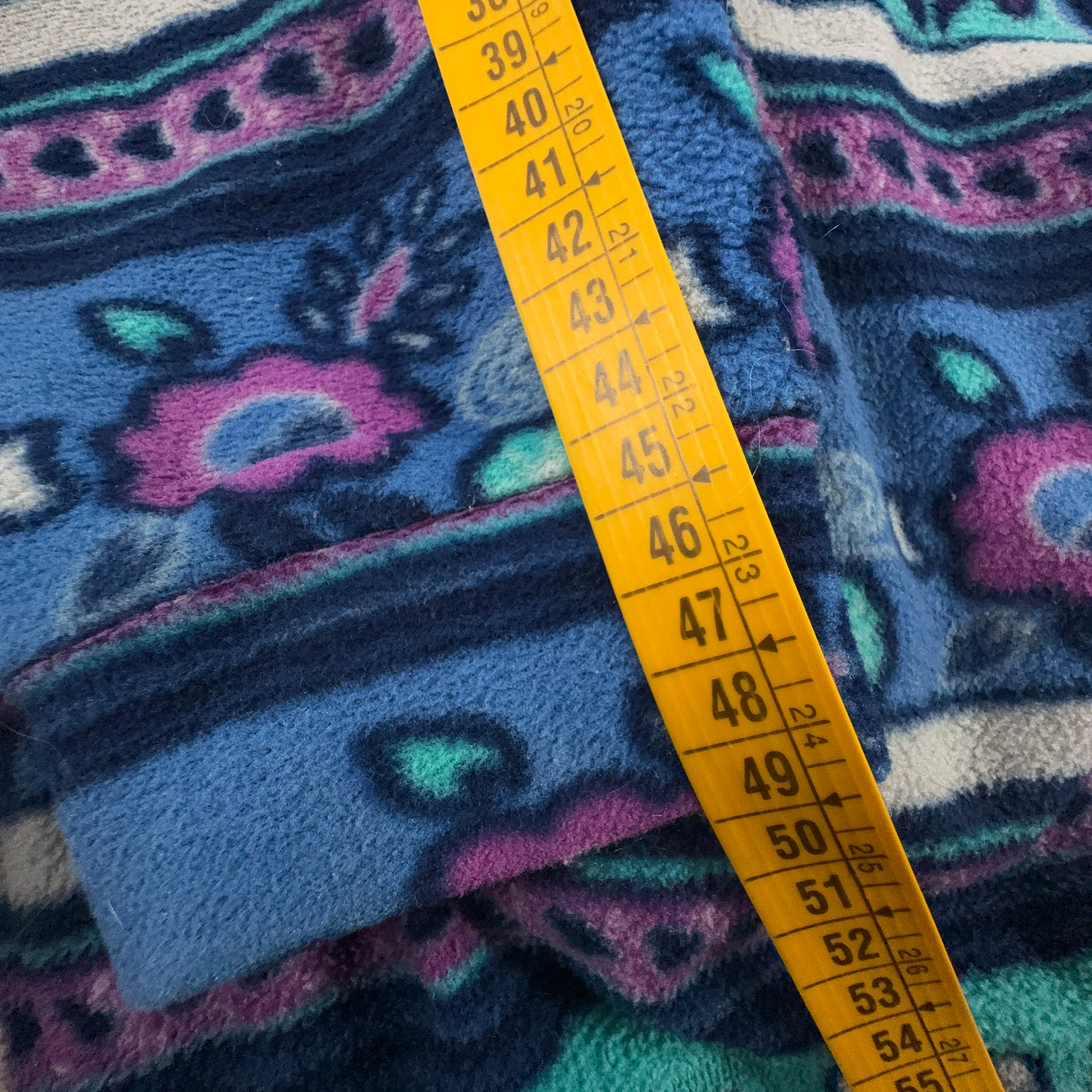 Pile Vintage viola verde e blu a fantasia astratta anni 80 90 - Taglia 42 uomo