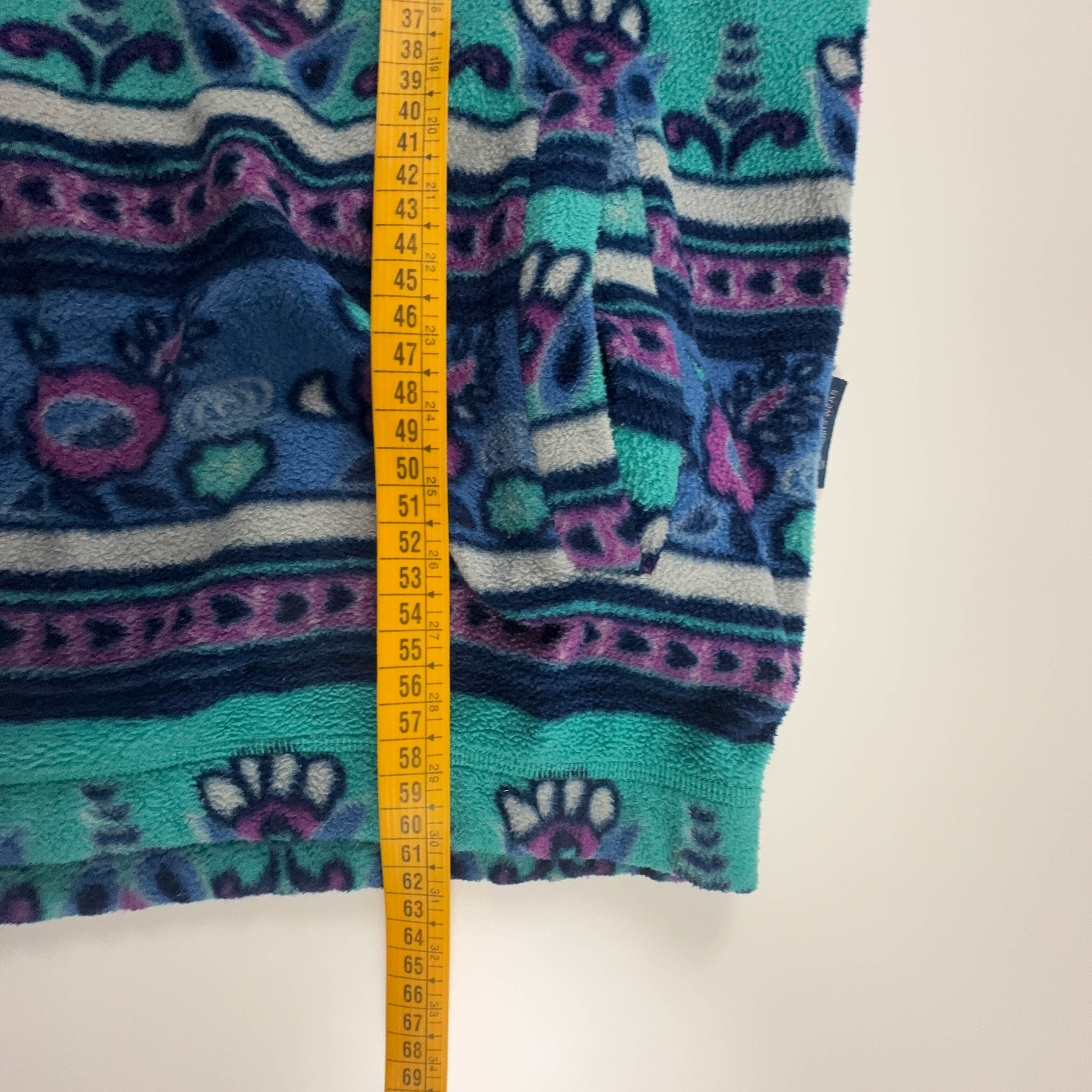 Pile Vintage viola verde e blu a fantasia astratta anni 80 90 - Taglia 42 uomo