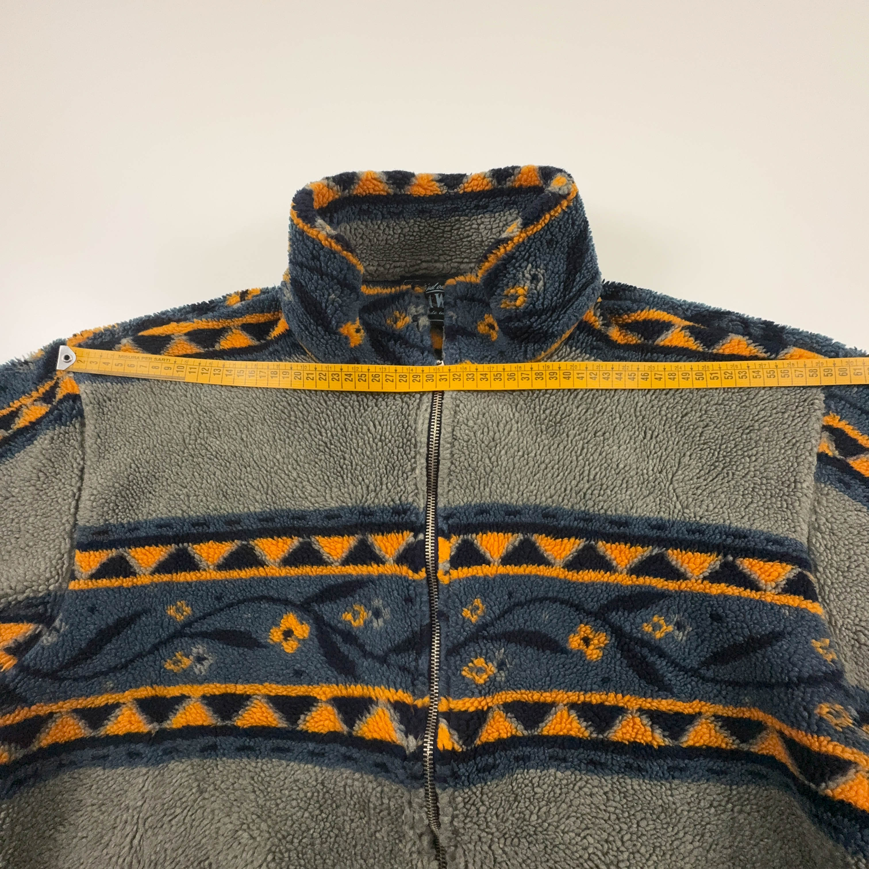 Pile Seawind Vintage grigio blu e giallo astratto anni 80 90 - Taglia L/XL uomo