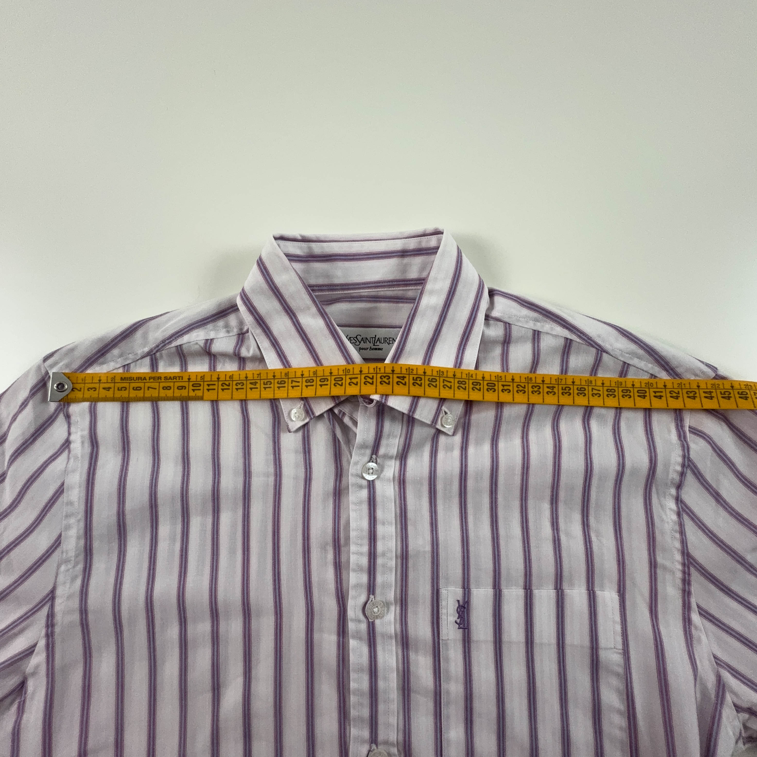 Camicia Yves Saint Laurent a righe bianca e viola - Taglia S/M uomo