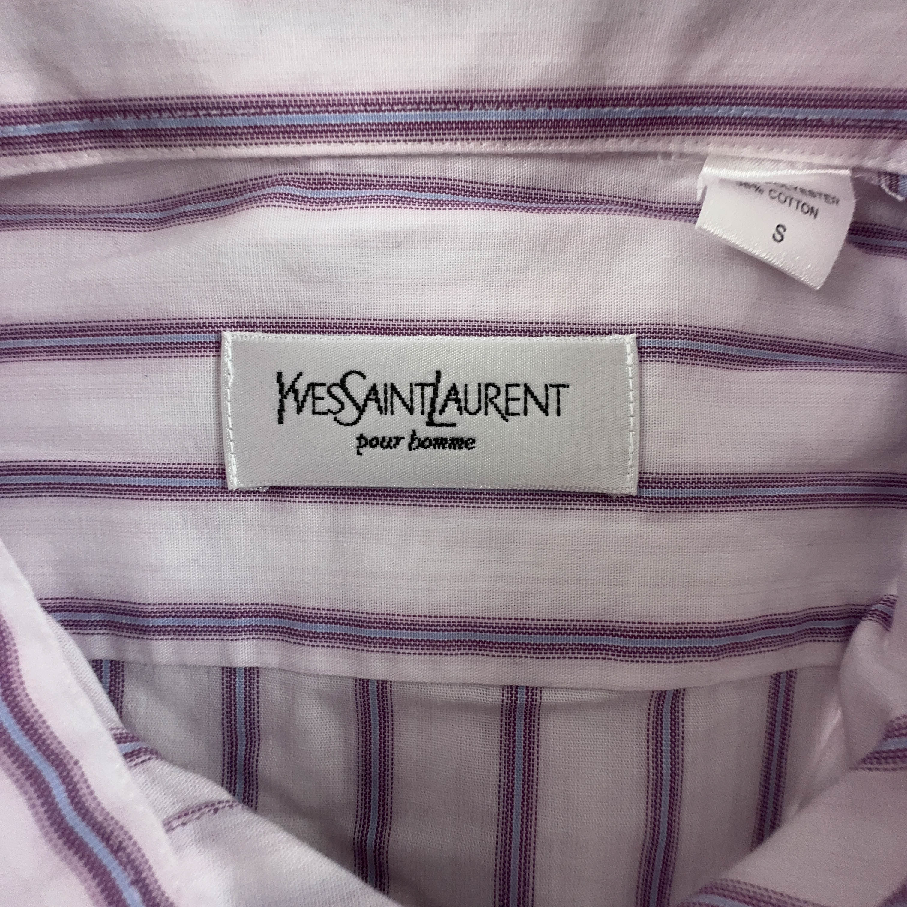 Camicia Yves Saint Laurent a righe bianca e viola - Taglia S/M uomo