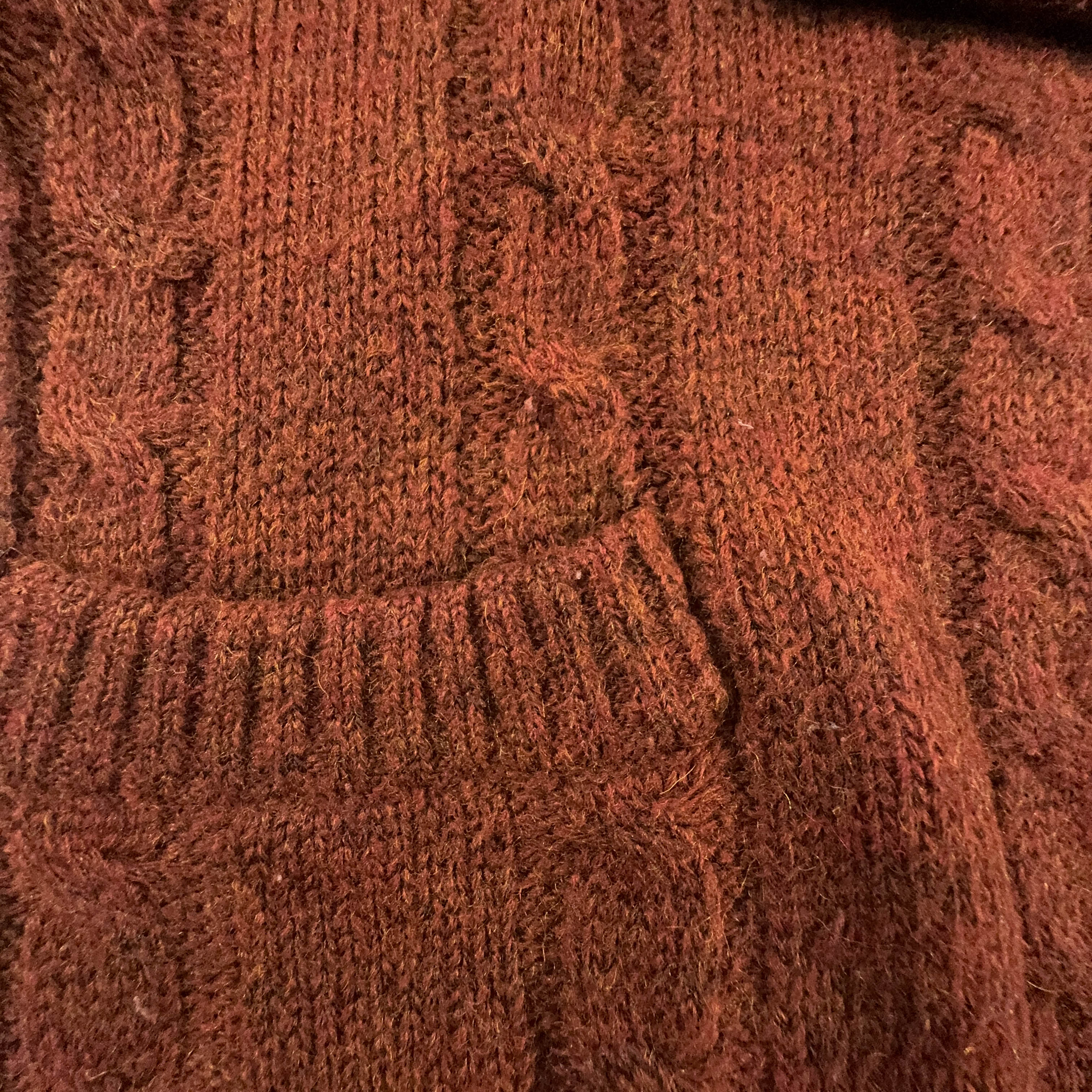 Cardigan Vintage marrone 50% lana intrecciato con ricamo - Taglia 50 uomo