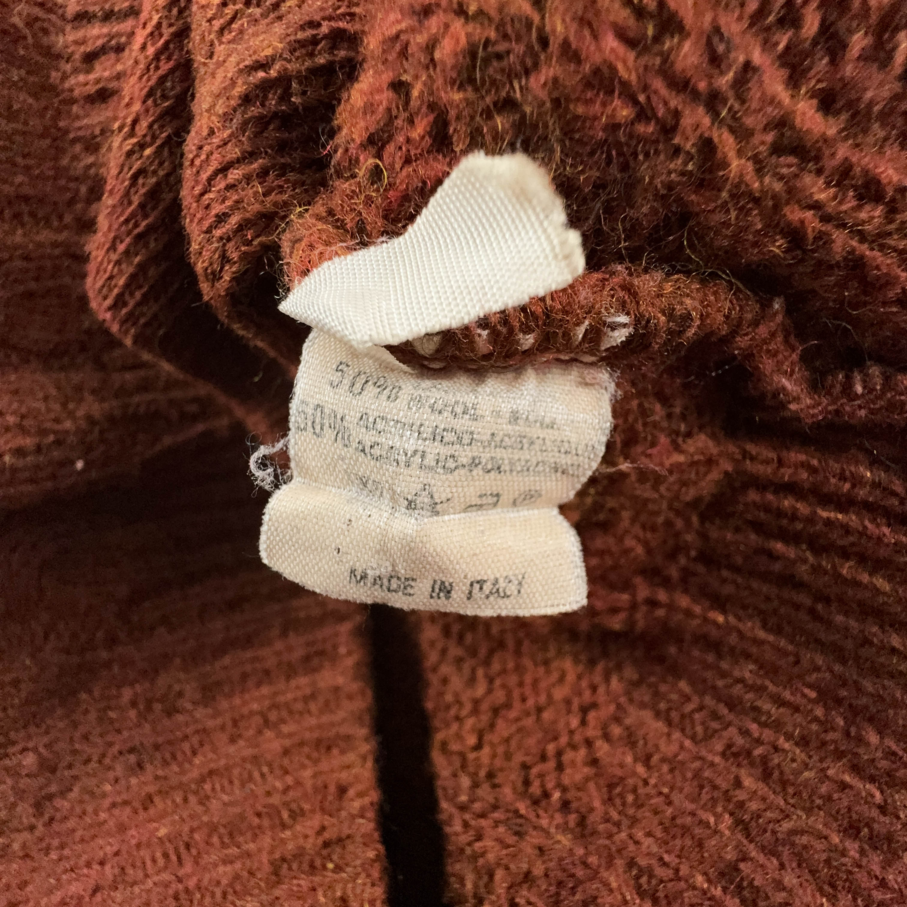 Cardigan Vintage marrone 50% lana intrecciato con ricamo - Taglia 50 uomo