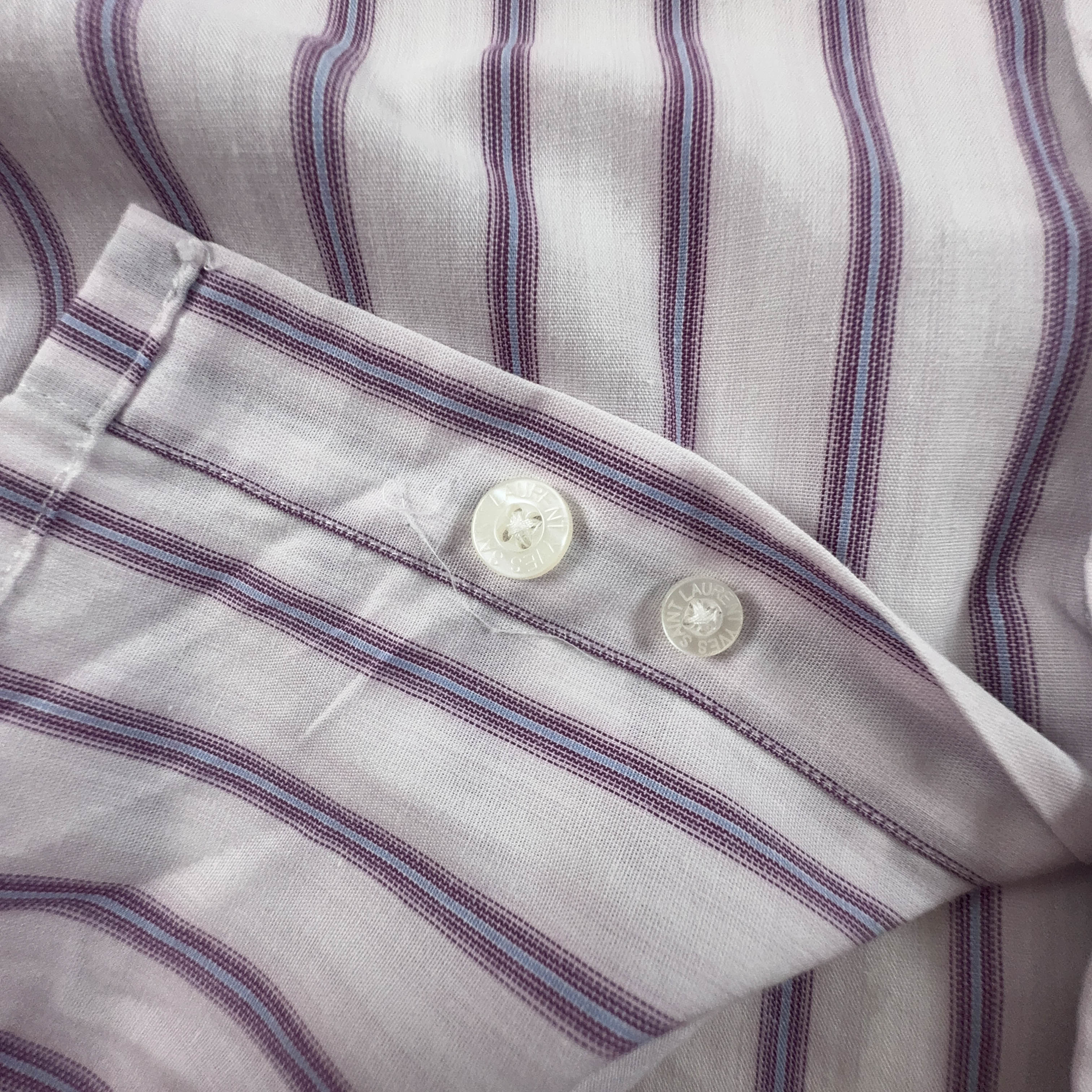 Camicia Yves Saint Laurent a righe bianca e viola - Taglia S/M uomo
