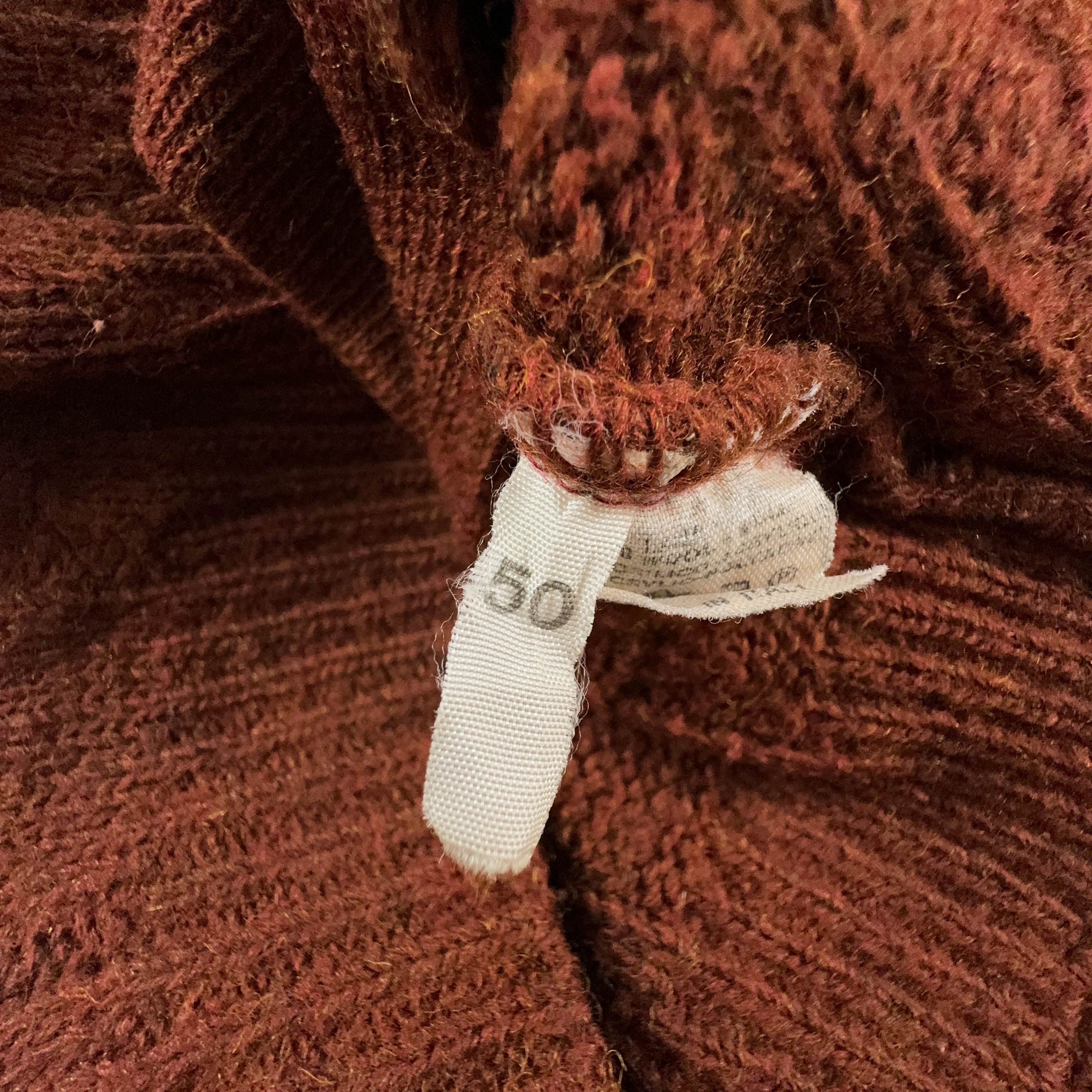 Cardigan Vintage marrone 50% lana intrecciato con ricamo - Taglia 50 uomo
