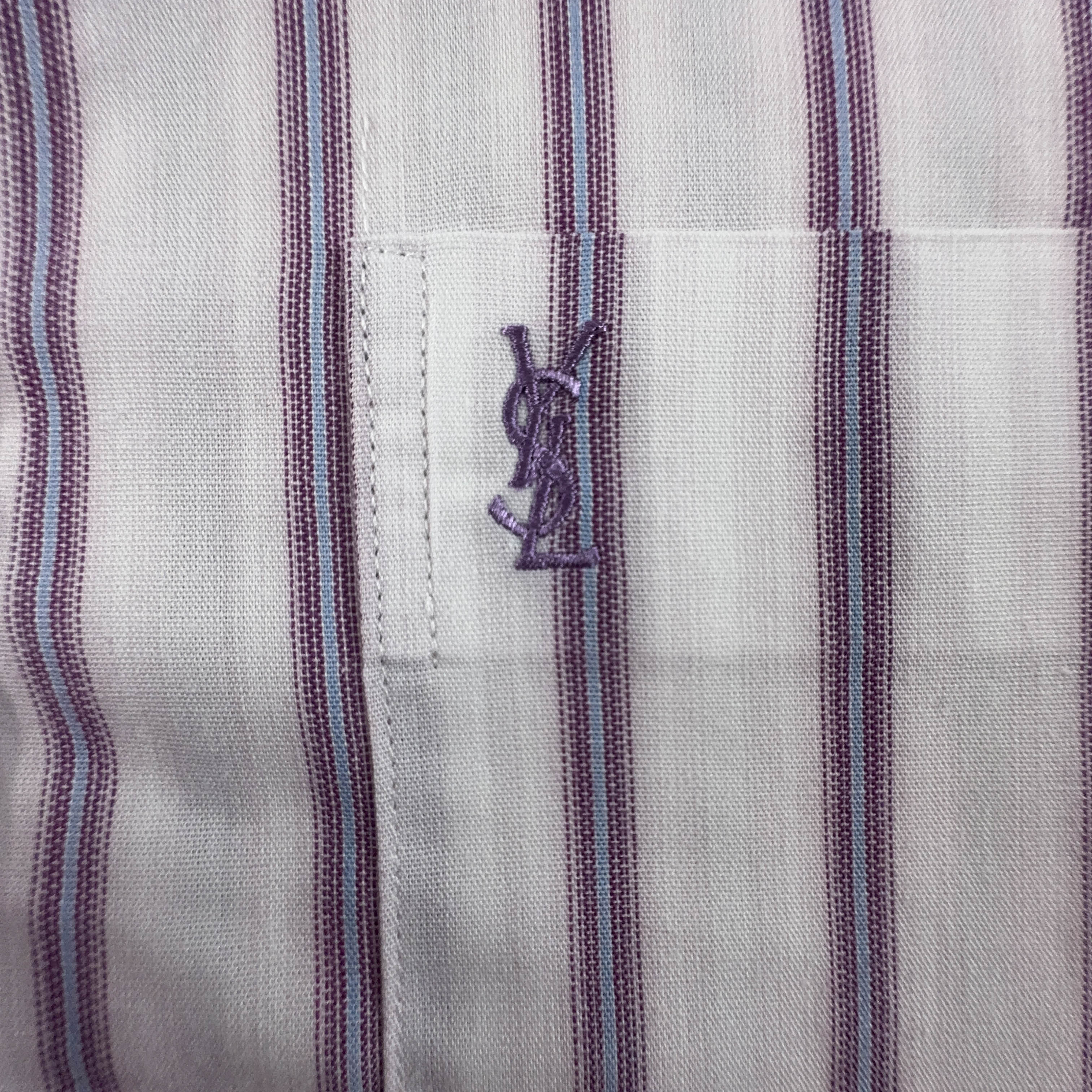 Camicia Yves Saint Laurent a righe bianca e viola - Taglia S/M uomo