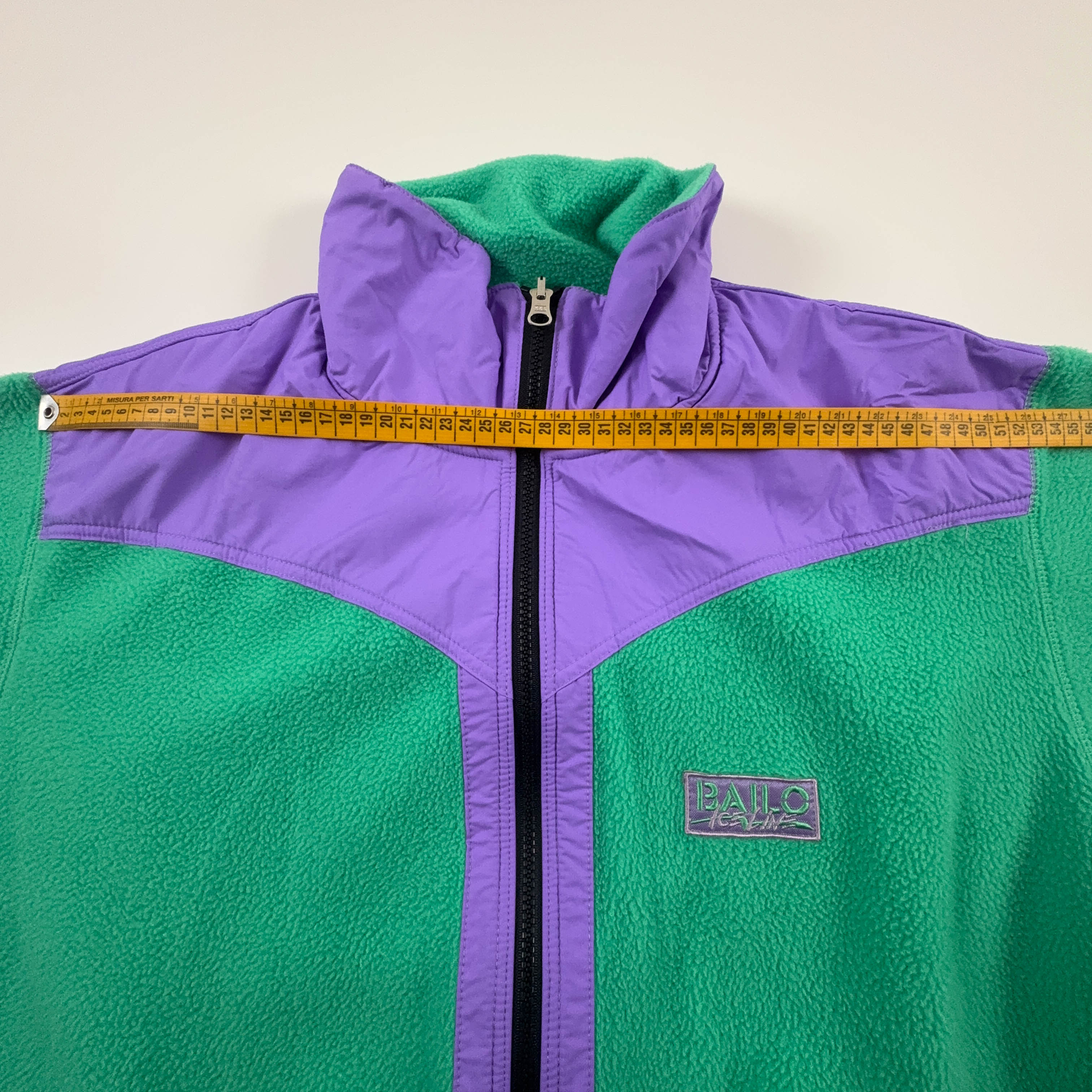 Pile Bailo Vintage verde e viola con zip intera anni 80 90 - Taglia 50 uomo