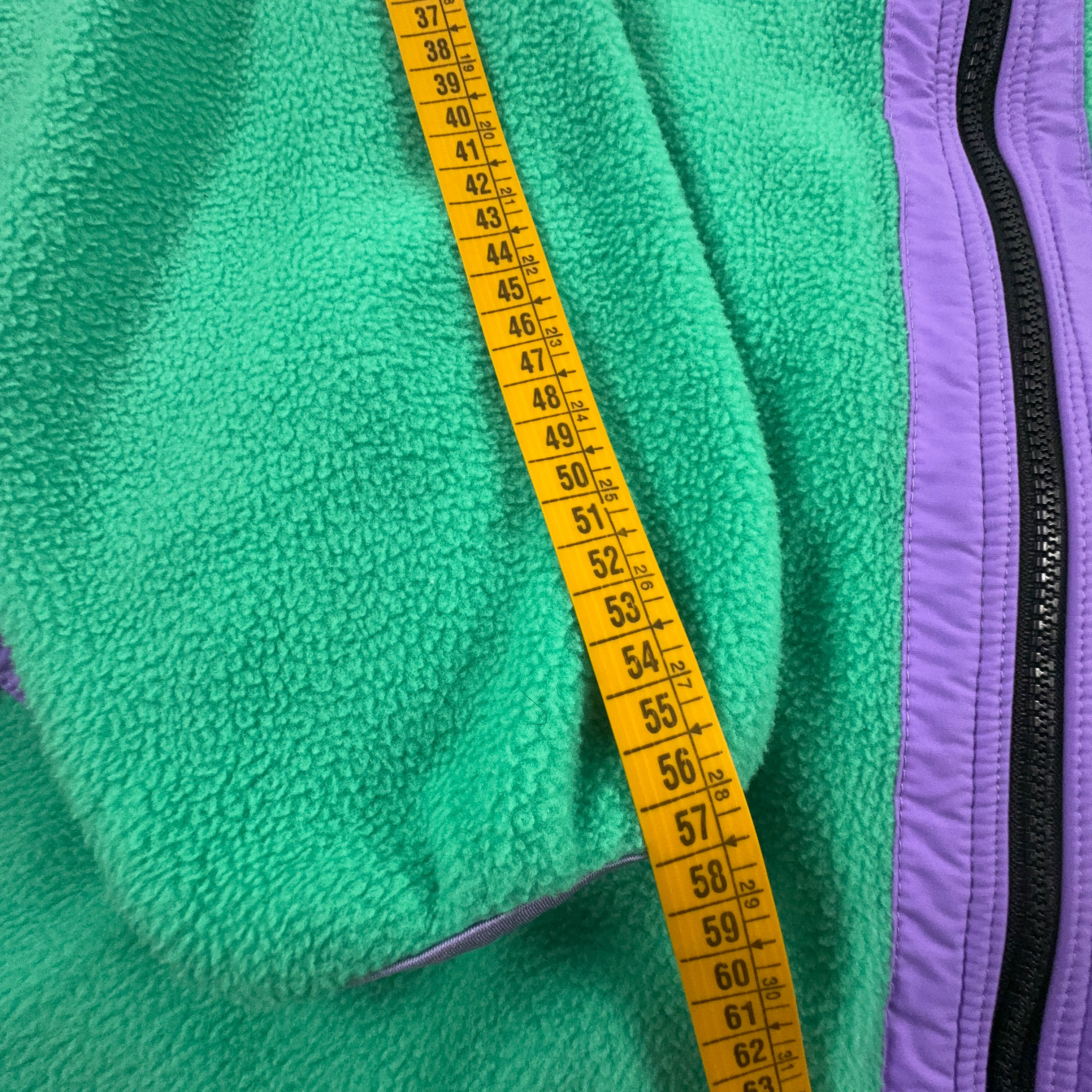 Pile Bailo Vintage verde e viola con zip intera anni 80 90 - Taglia 50 uomo