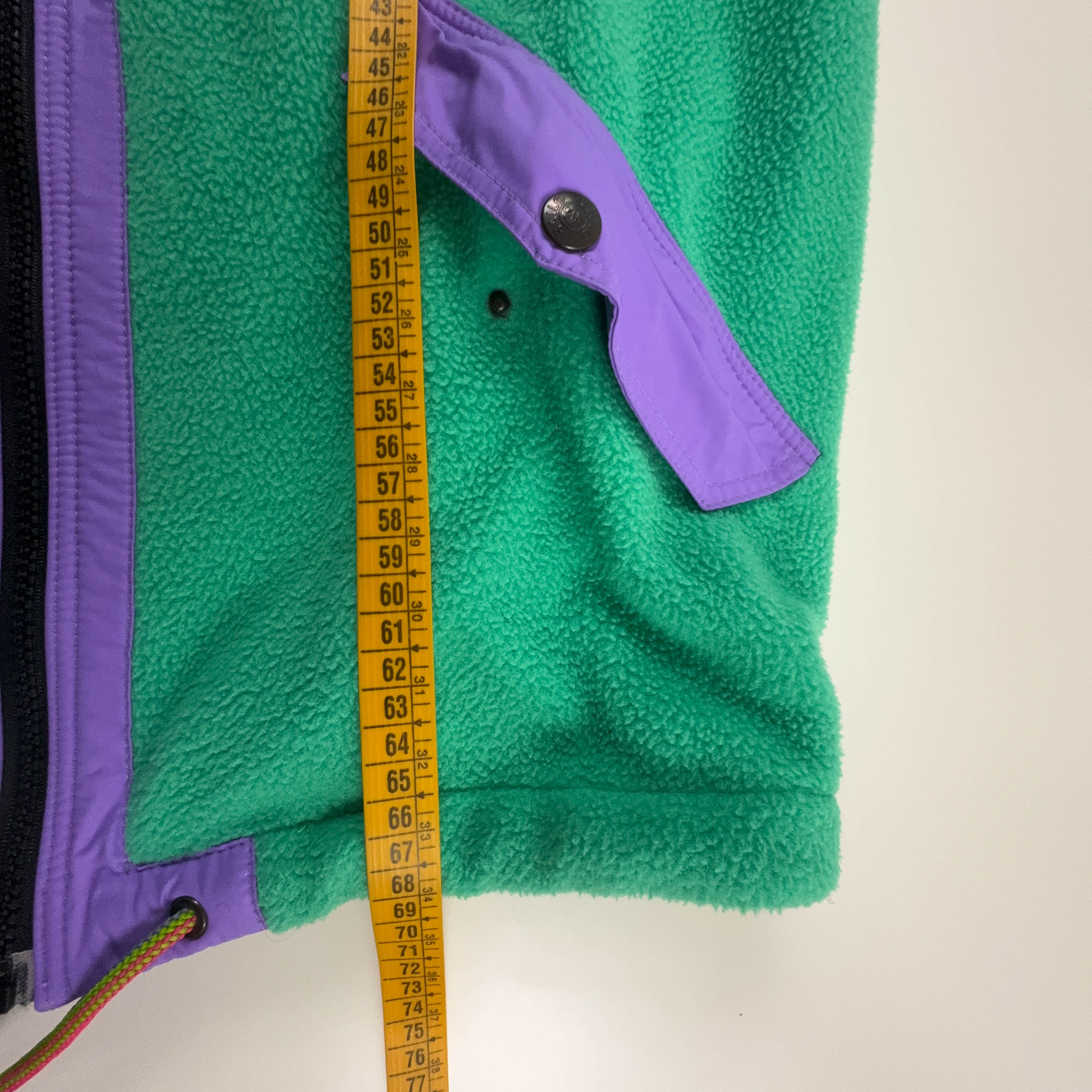 Pile Bailo Vintage verde e viola con zip intera anni 80 90 - Taglia 50 uomo