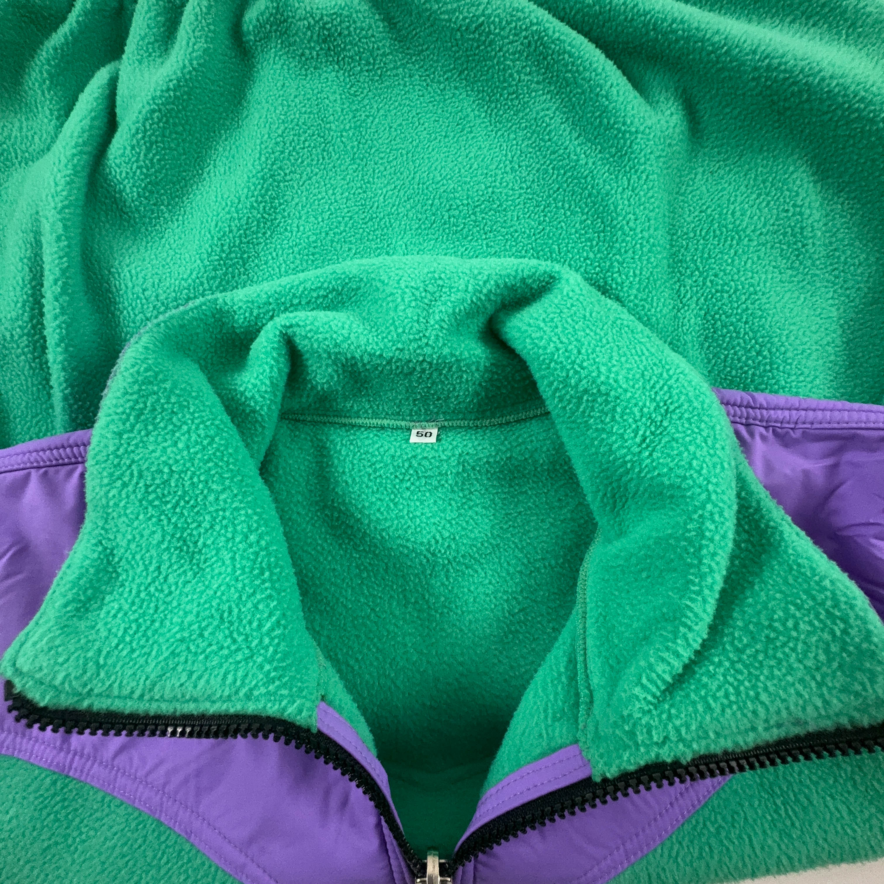 Pile Bailo Vintage verde e viola con zip intera anni 80 90 - Taglia 50 uomo