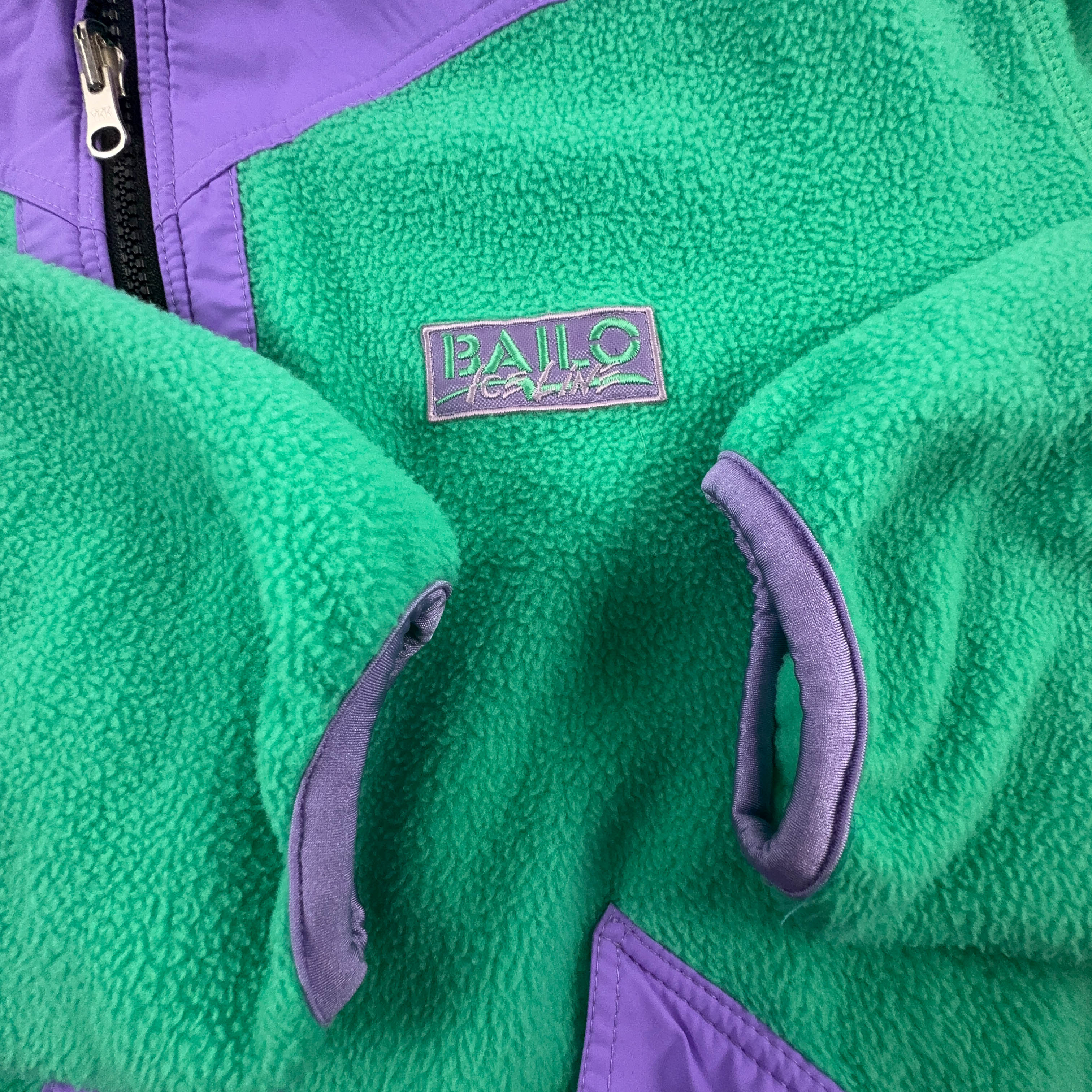 Pile Bailo Vintage verde e viola con zip intera anni 80 90 - Taglia 50 uomo