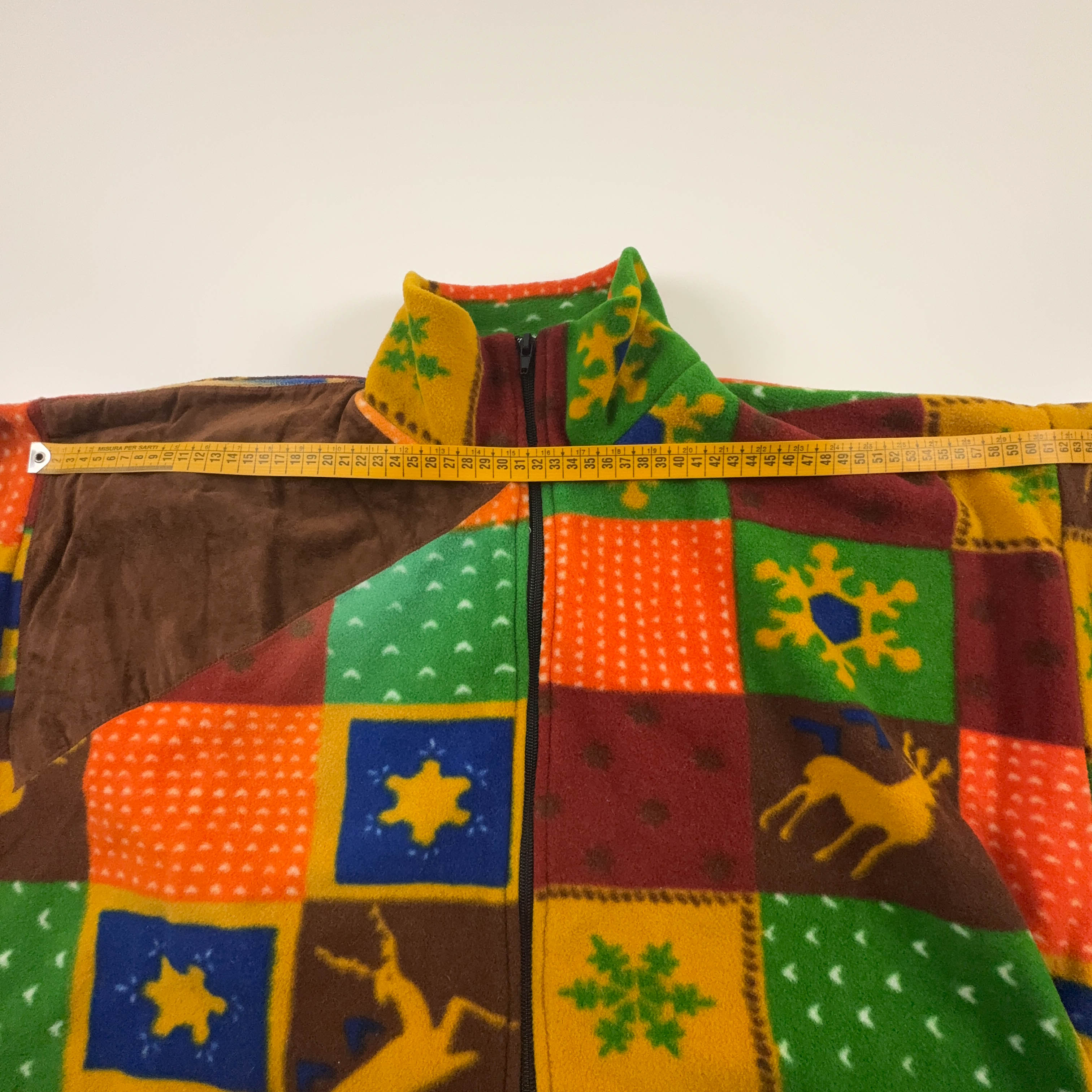 Pile Vintage multicolore geometrico fantasia patchwork anni 80 90 - Taglia L uomo