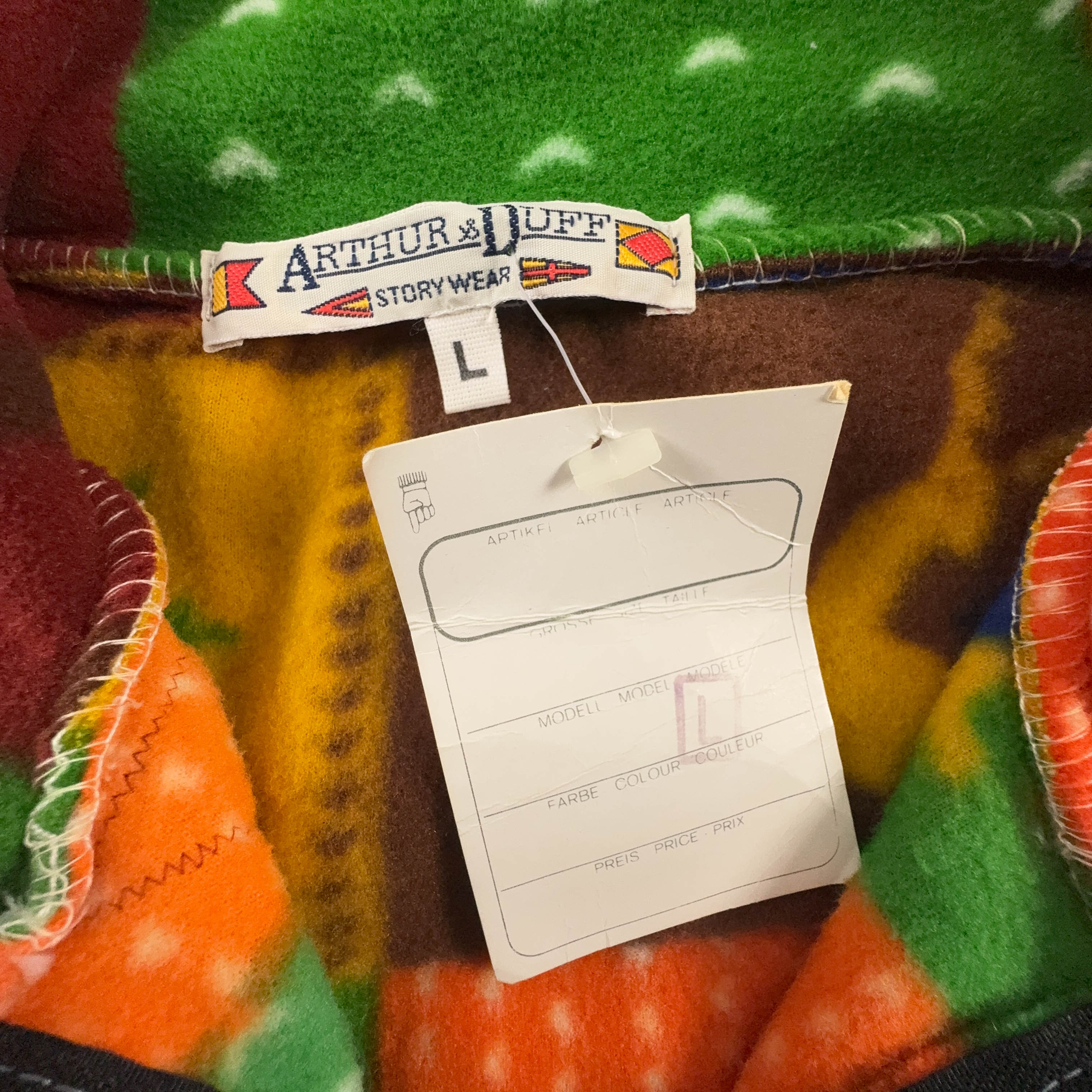 Pile Vintage multicolore geometrico fantasia patchwork anni 80 90 - Taglia L uomo