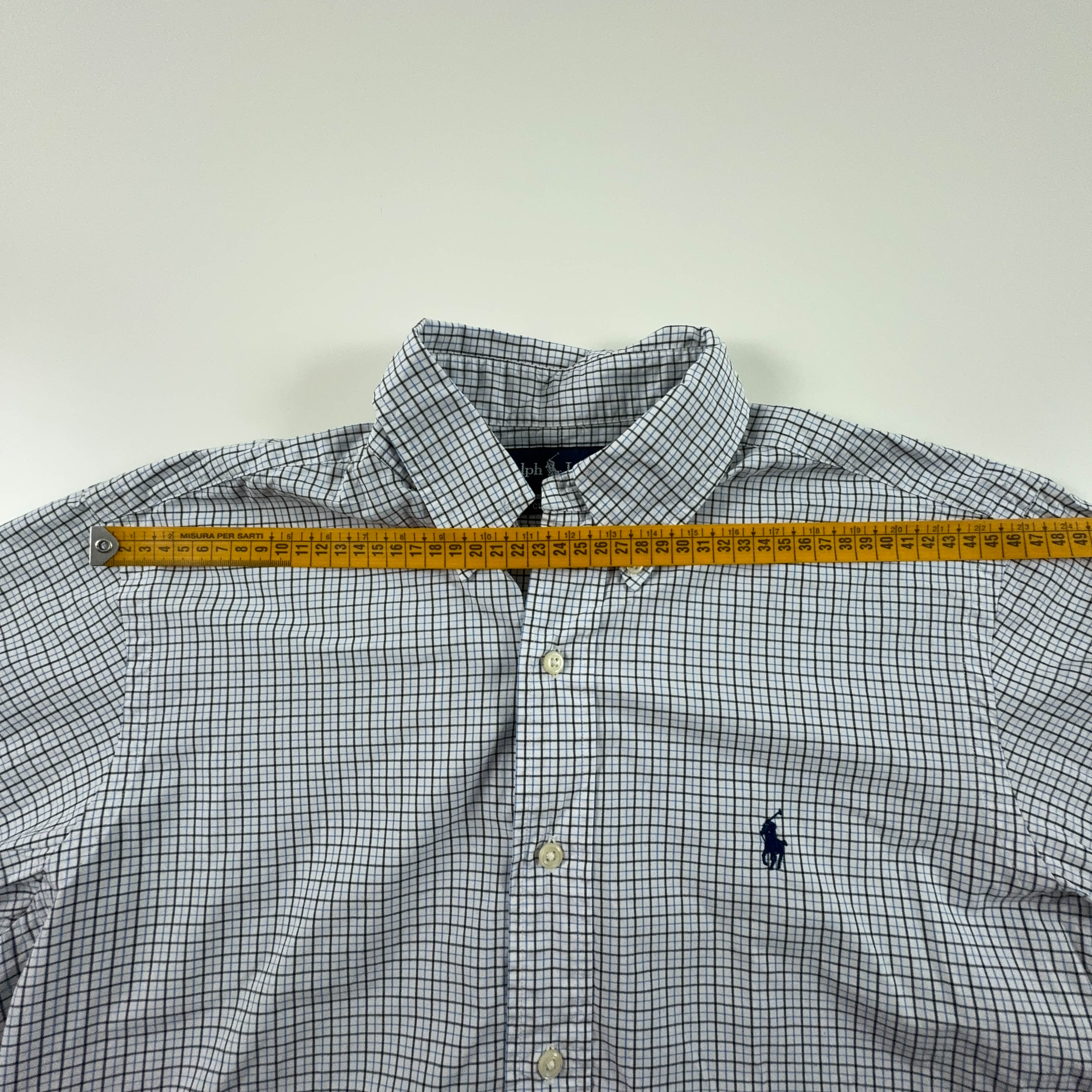 Camicia Ralph Lauren a quadri bianca e azzurra classic fit - Taglia M 15.5 uomo