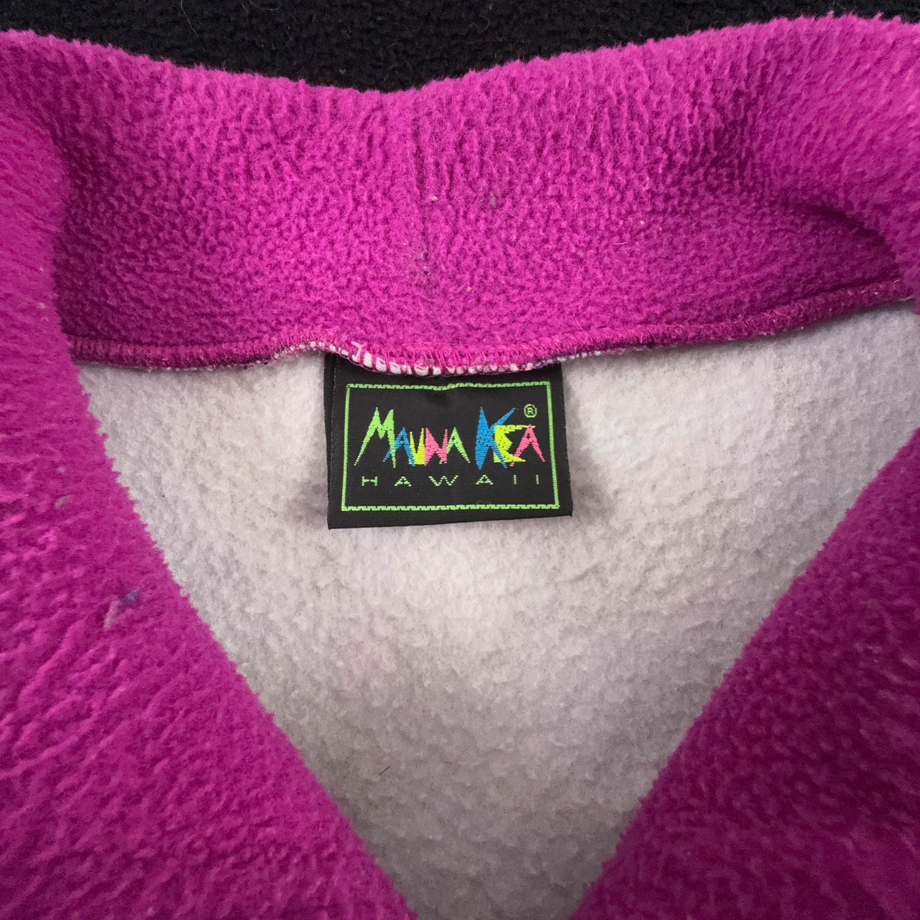 Pile Mauna Kea Vintage nero e blu astratto con ricamo anni 80 90 - Taglia M/L uomo