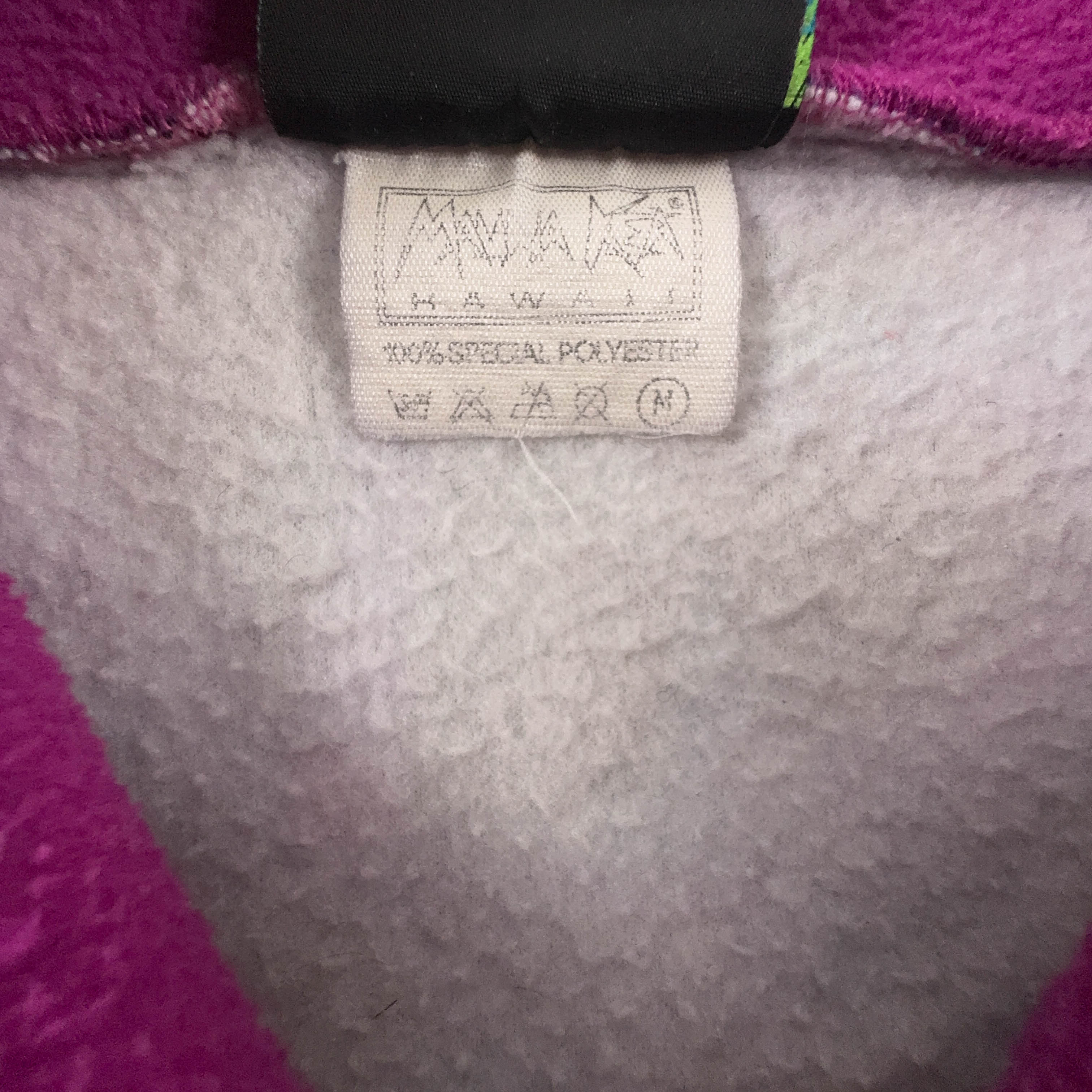 Pile Mauna Kea Vintage nero e blu astratto con ricamo anni 80 90 - Taglia M/L uomo