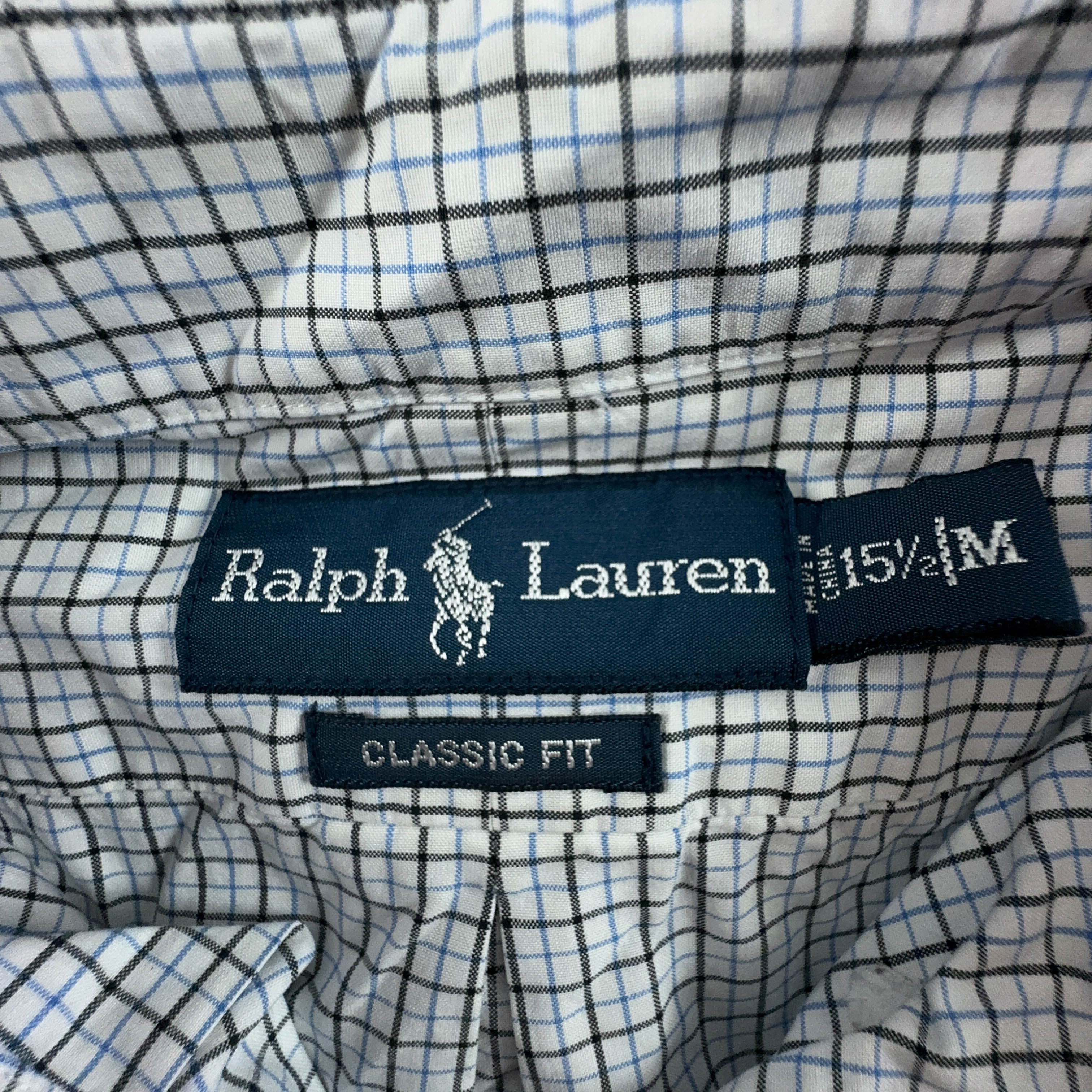 Camicia Ralph Lauren a quadri bianca e azzurra classic fit - Taglia M 15.5 uomo