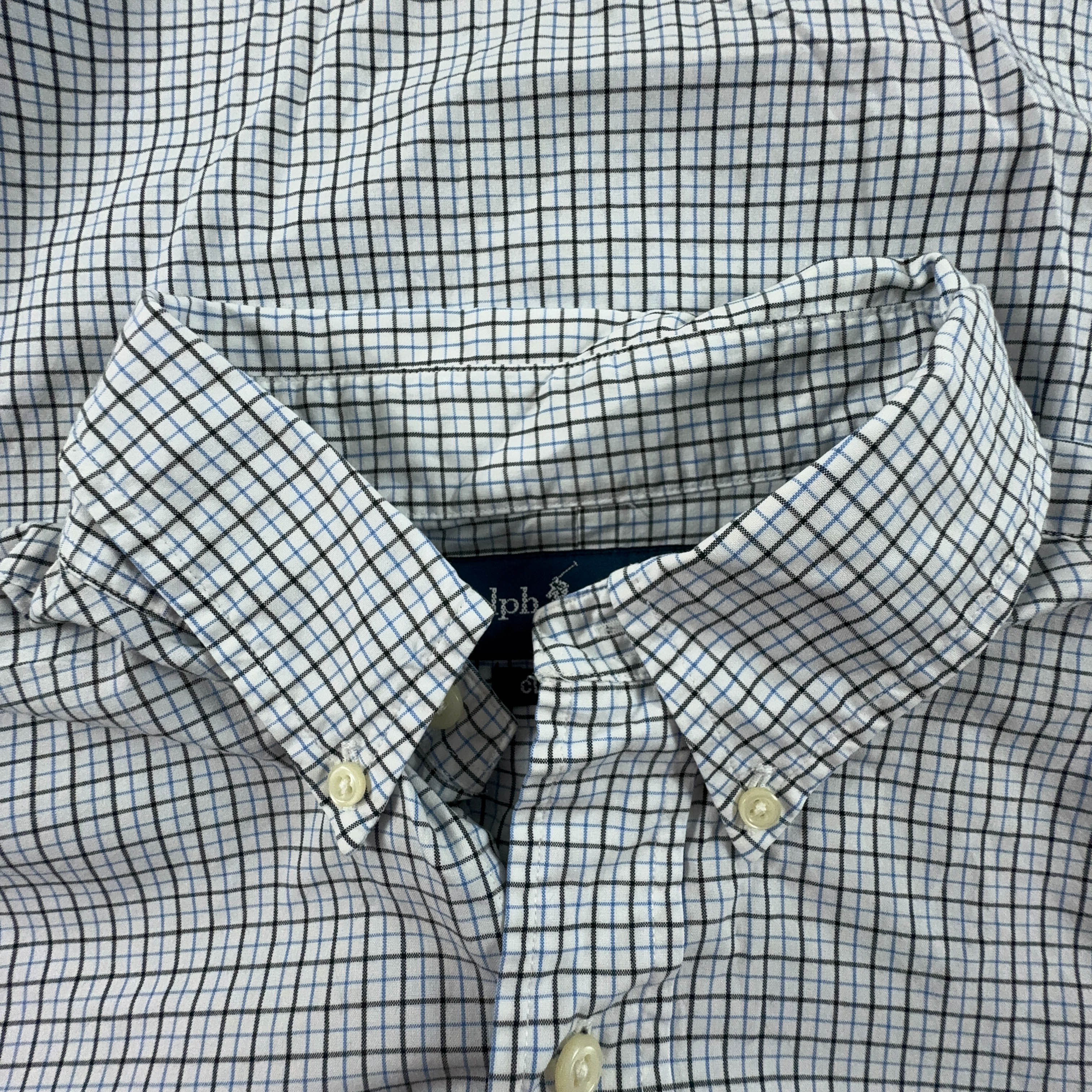 Camicia Ralph Lauren a quadri bianca e azzurra classic fit - Taglia M 15.5 uomo