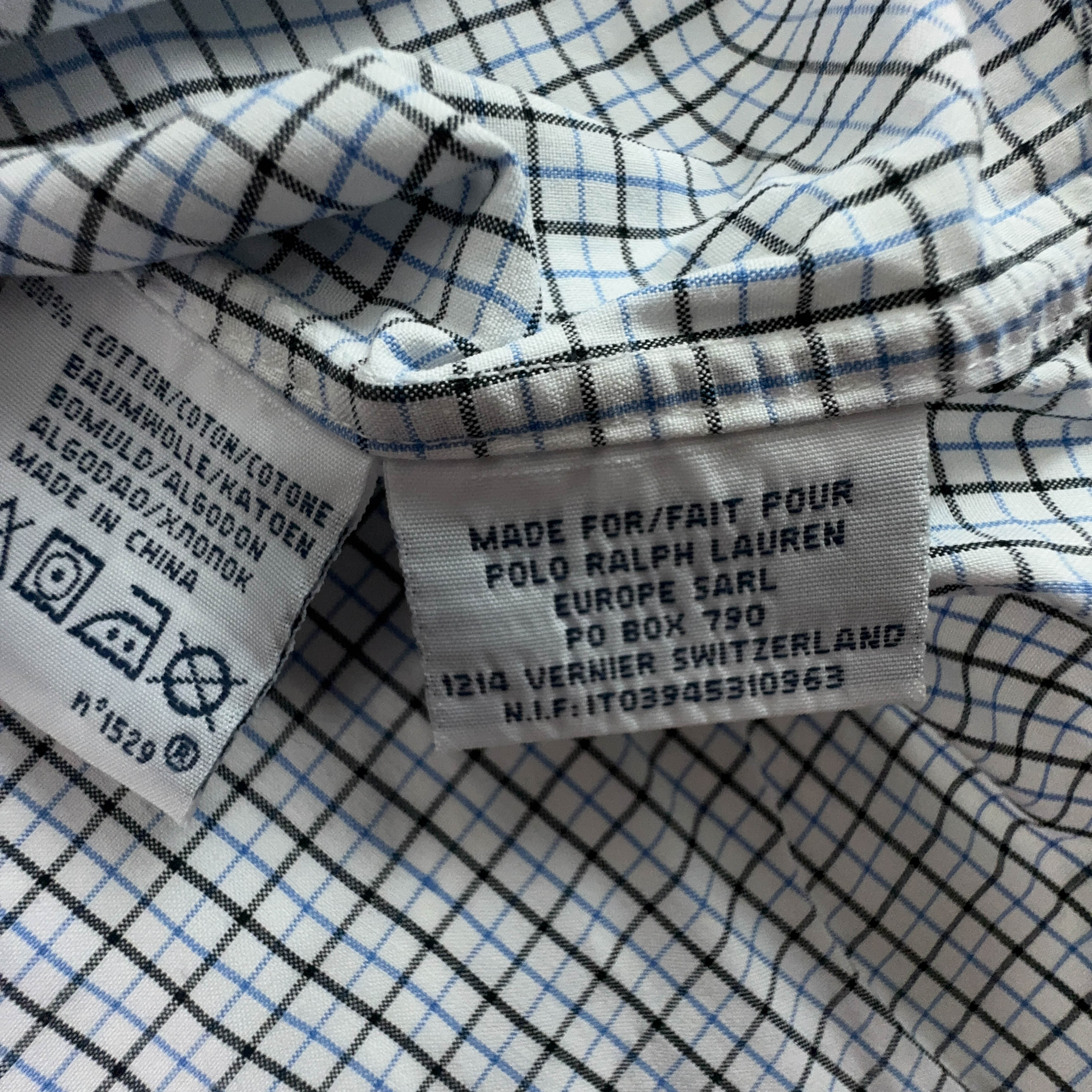 Camicia Ralph Lauren a quadri bianca e azzurra classic fit - Taglia M 15.5 uomo