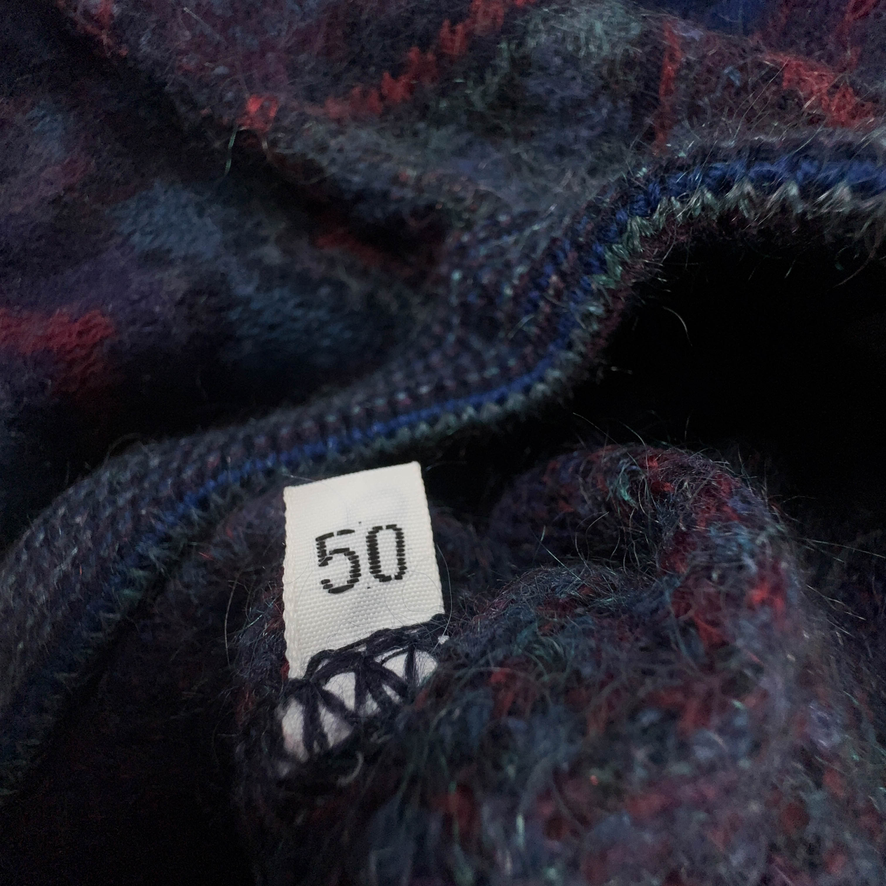 Maglione Vintage blu geometrico 90% lana e mohair anni 80 90 - Taglia M uomo