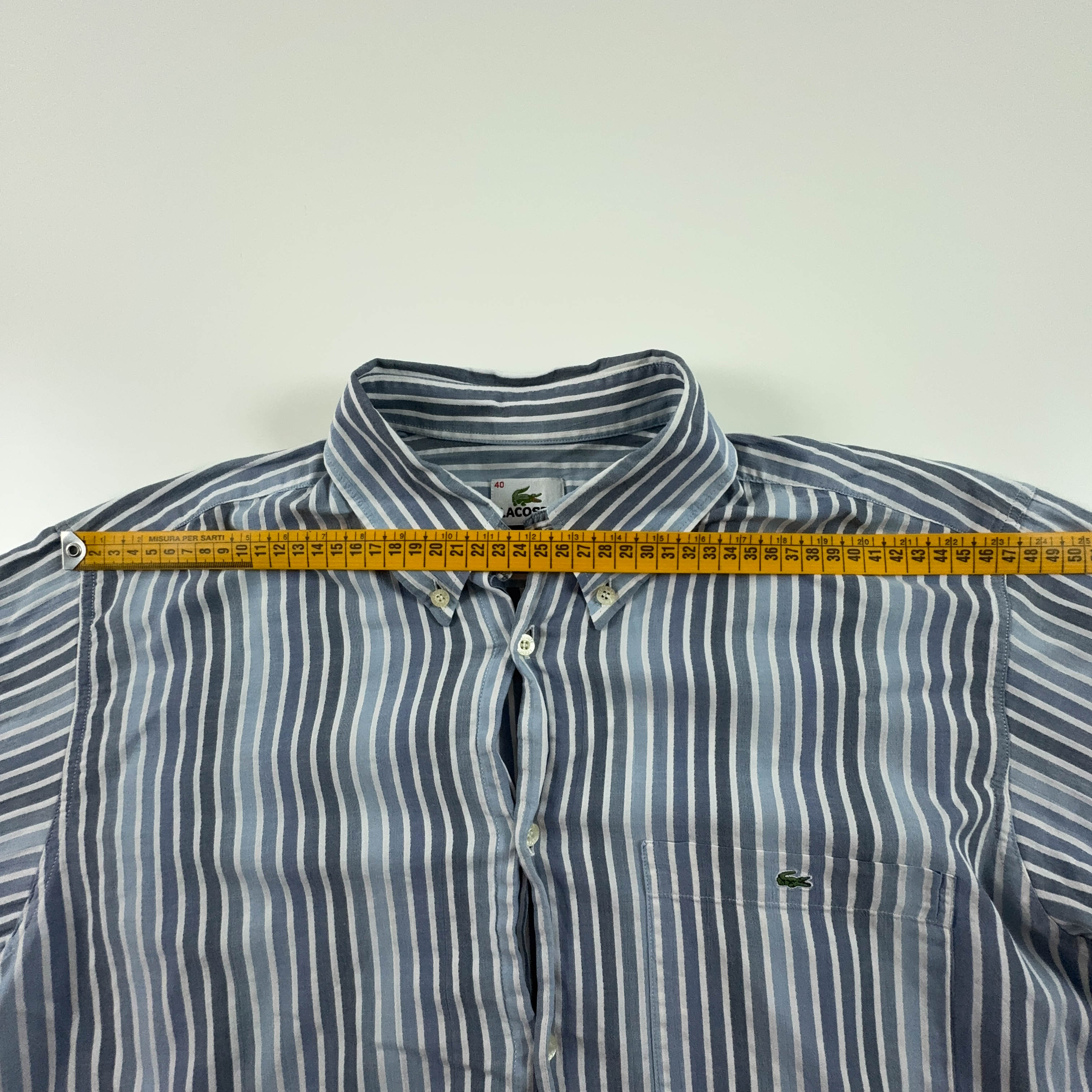 Camicia Lacoste a righe azzurra e bianca - Taglia 40 uomo