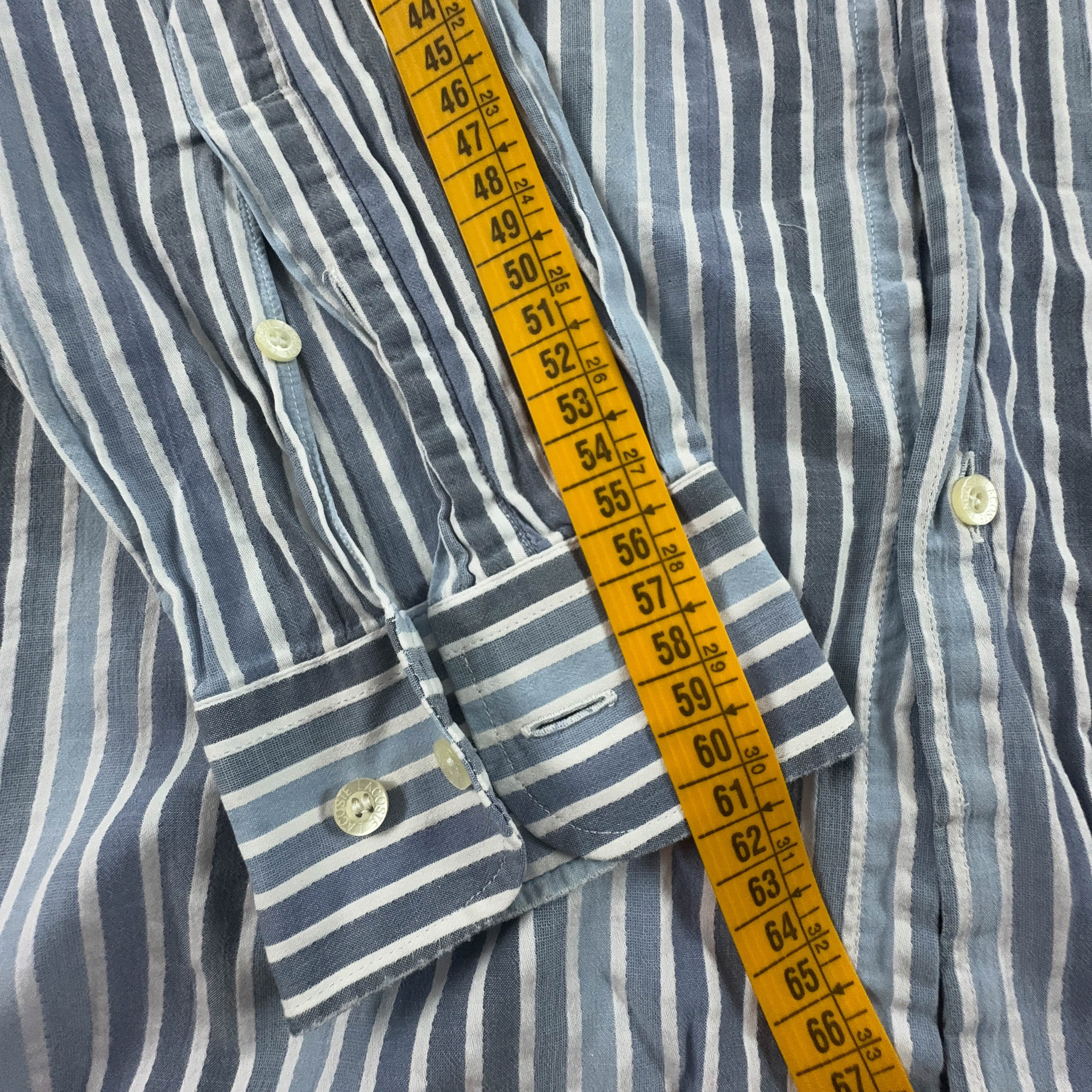 Camicia Lacoste a righe azzurra e bianca - Taglia 40 uomo