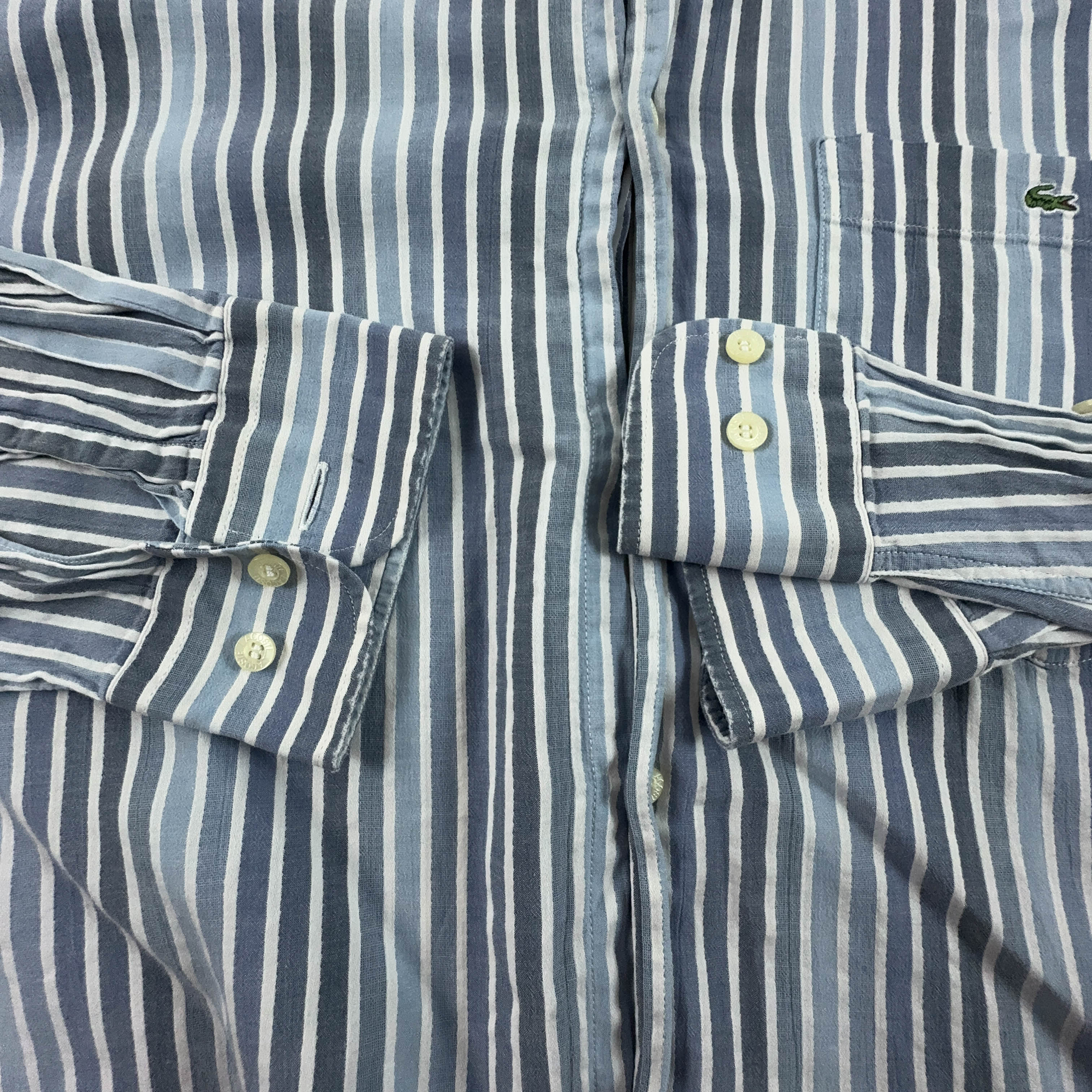 Camicia Lacoste a righe azzurra e bianca - Taglia 40 uomo
