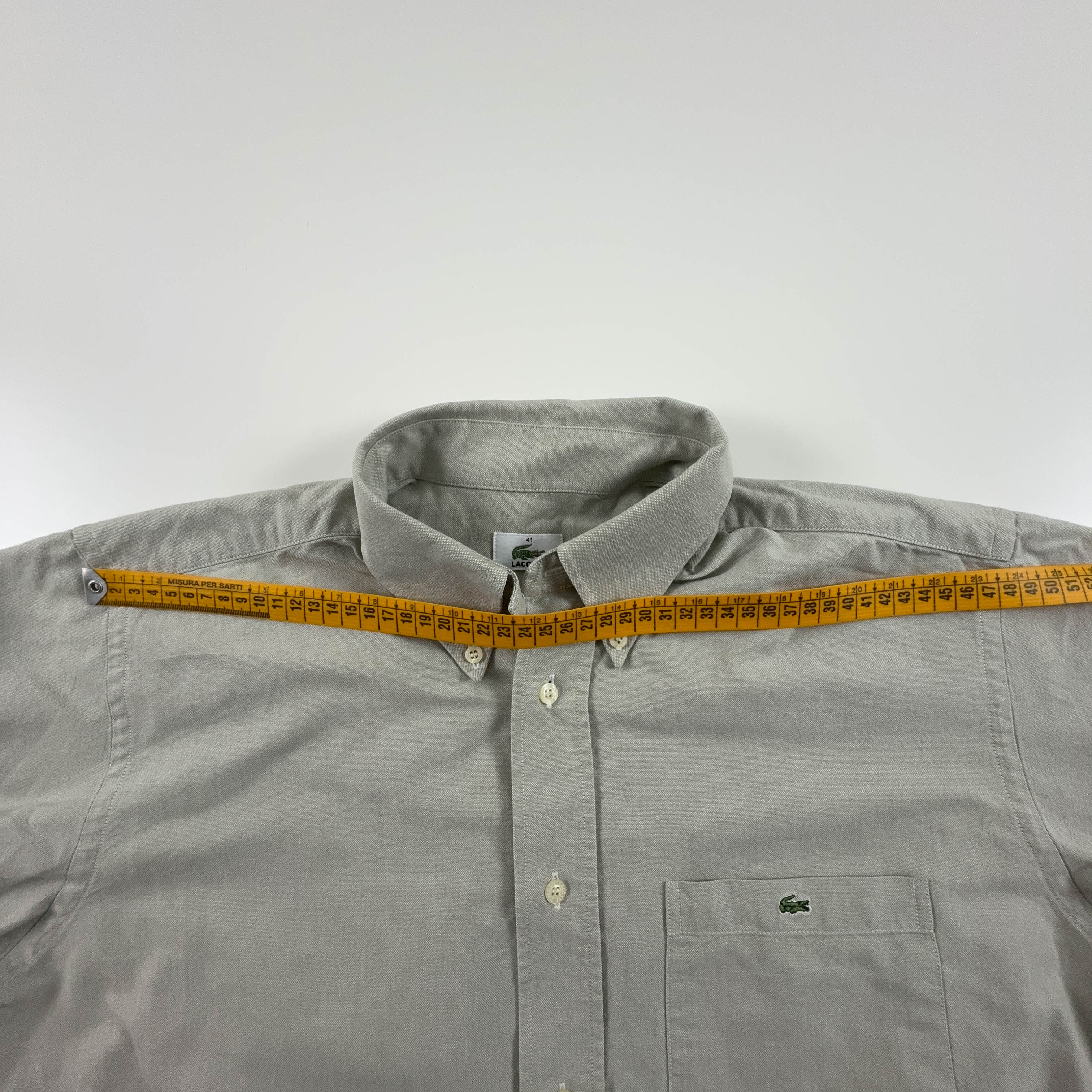 Camicia Lacoste grigio verdastro tinta unita - Taglia 41 uomo