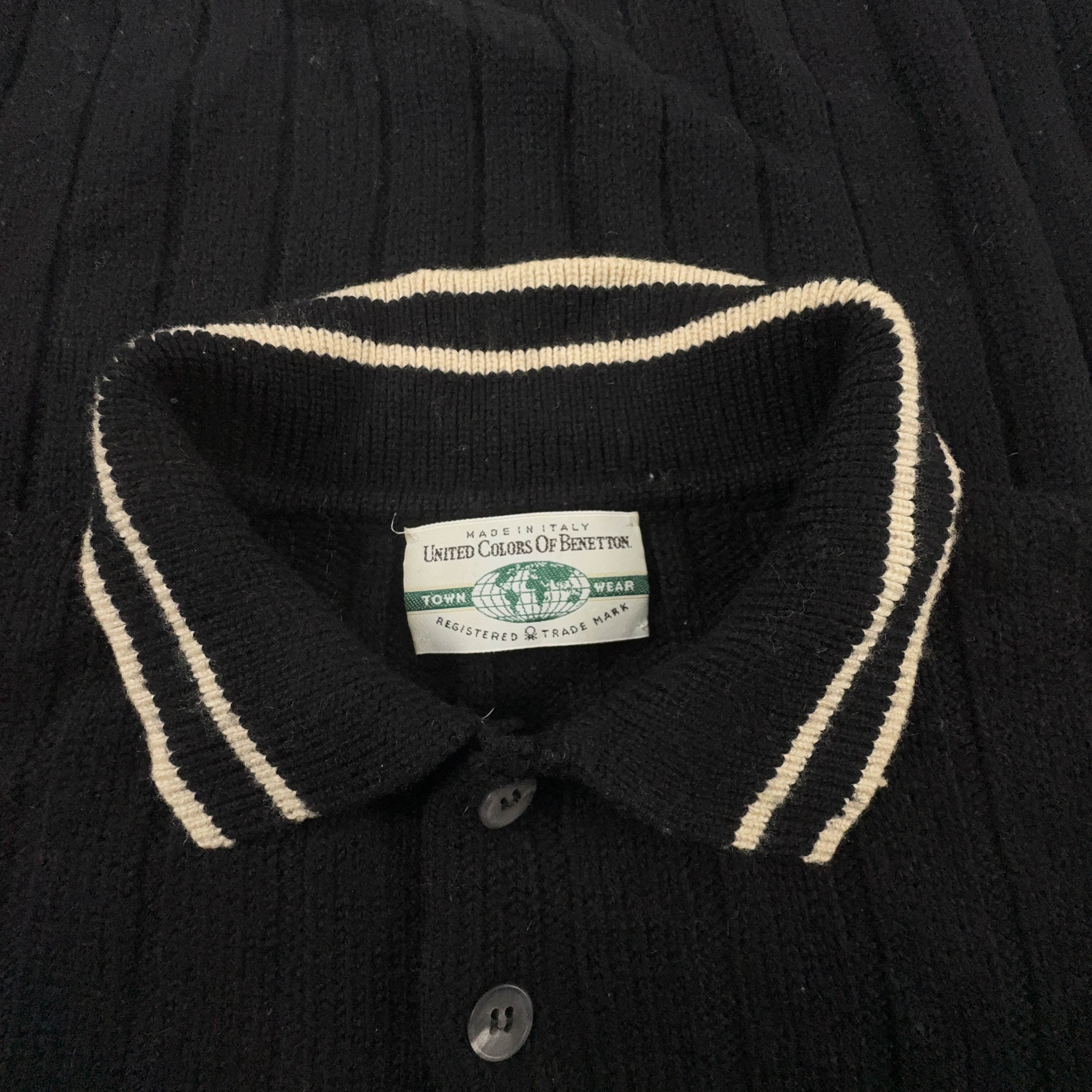 Maglione Benetton Vintage nero 60% lana anni 80 90 - Taglia 52 uomo