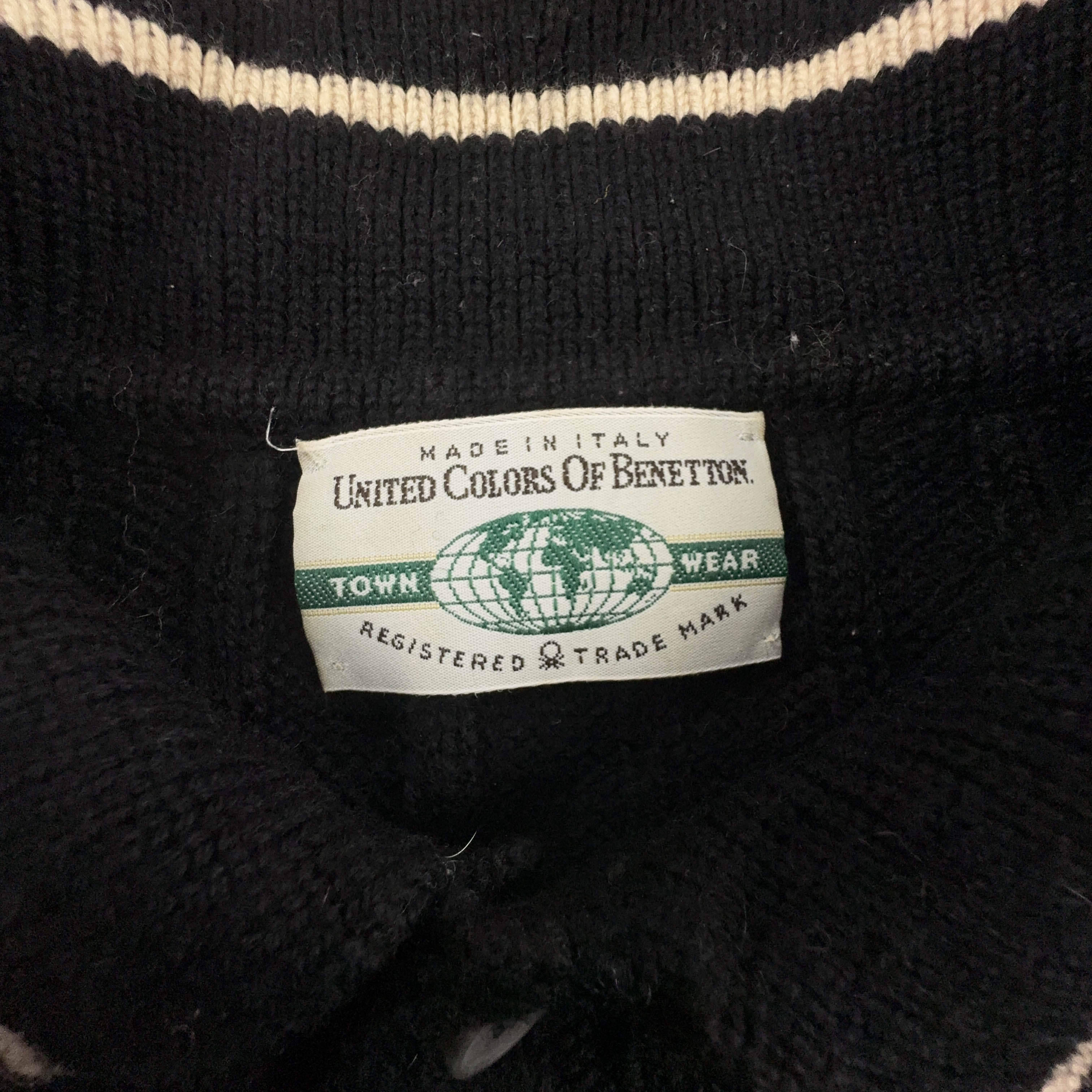 Maglione Benetton Vintage nero 60% lana anni 80 90 - Taglia 52 uomo