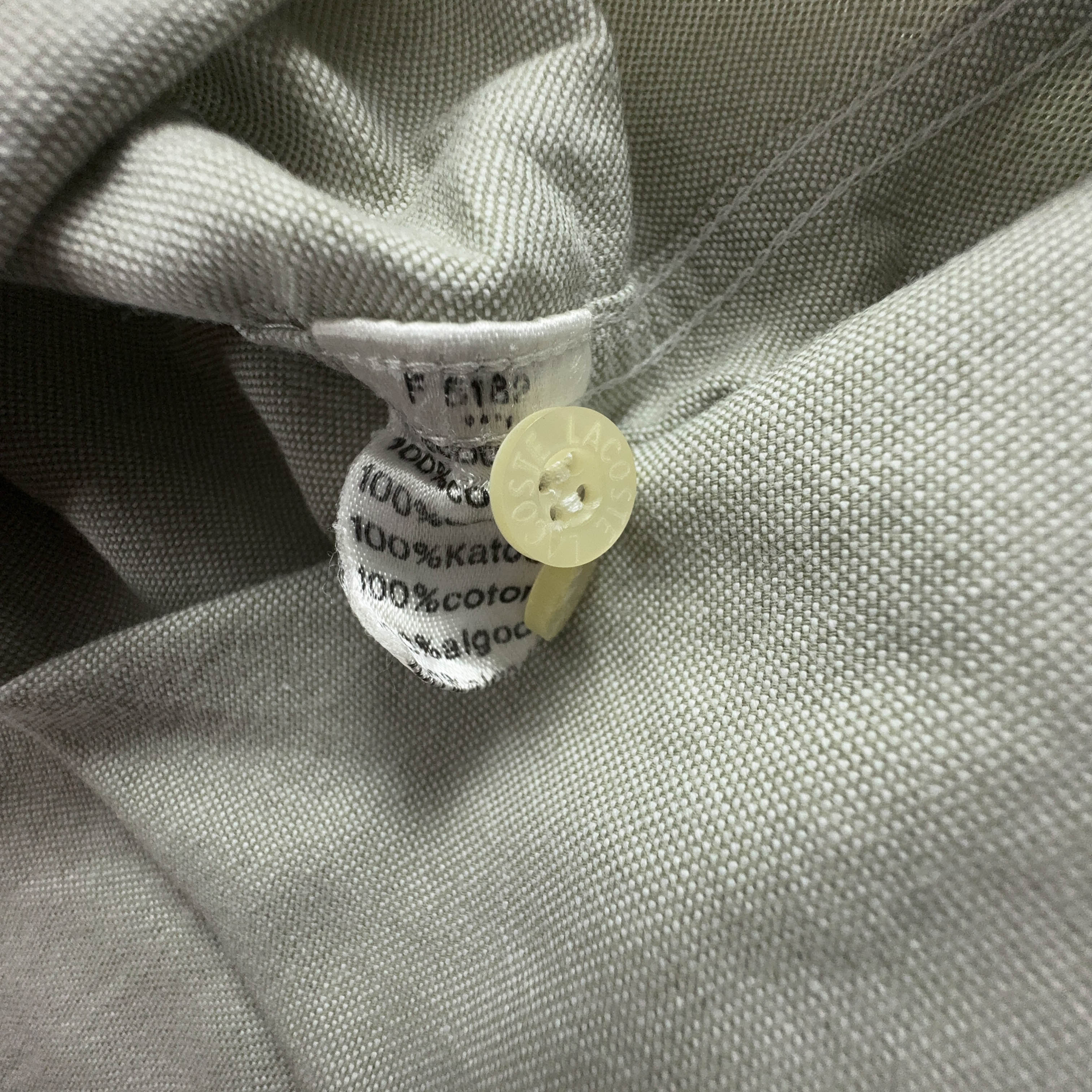 Camicia Lacoste grigio verdastro tinta unita - Taglia 41 uomo