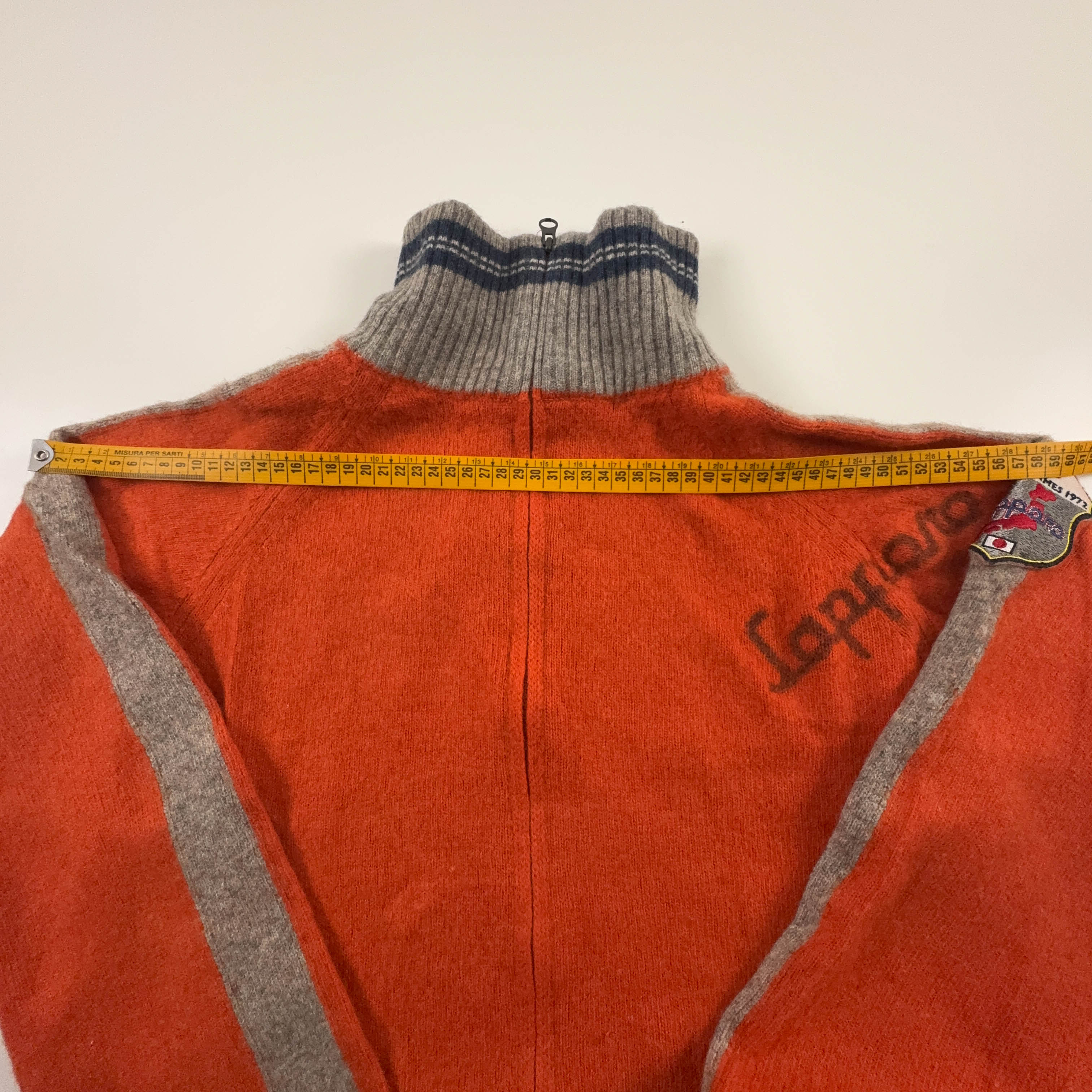 Cardigan Sapporo Olympic games 1972 Vintage arancione anni 80 90 - Taglia M/L uomo