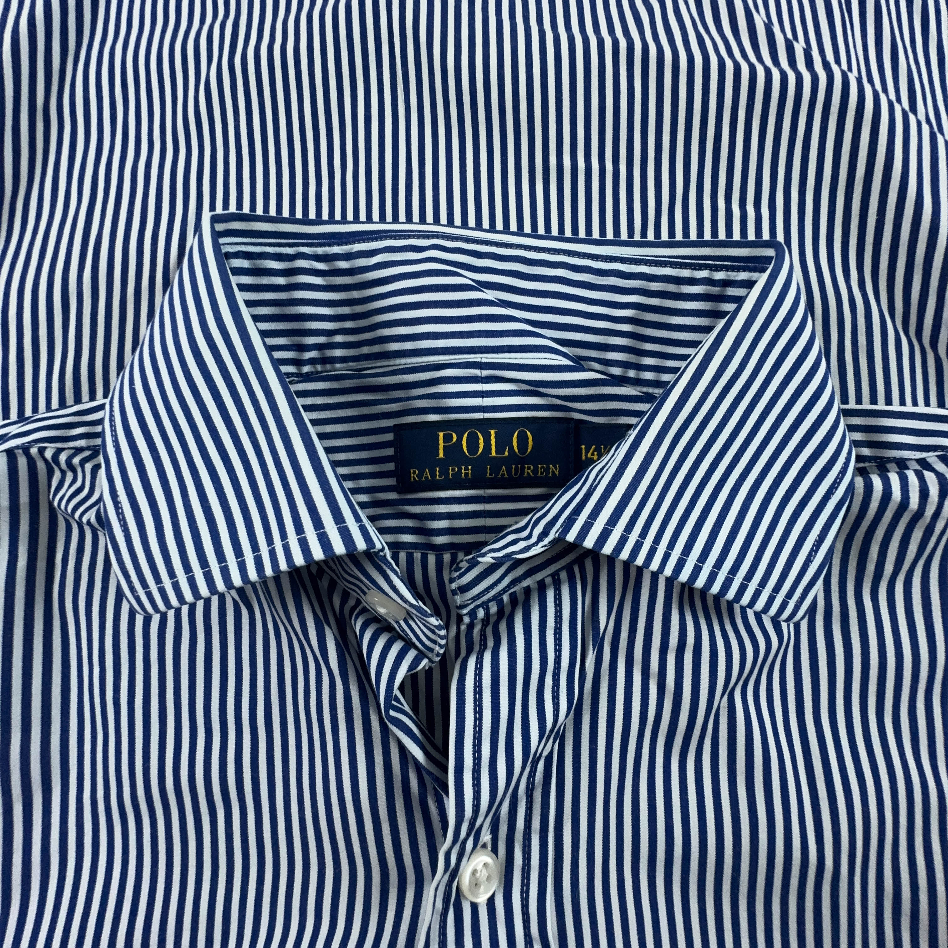Camicia Ralph Lauren a righe blu e bianca - Taglia 14.5 uomo